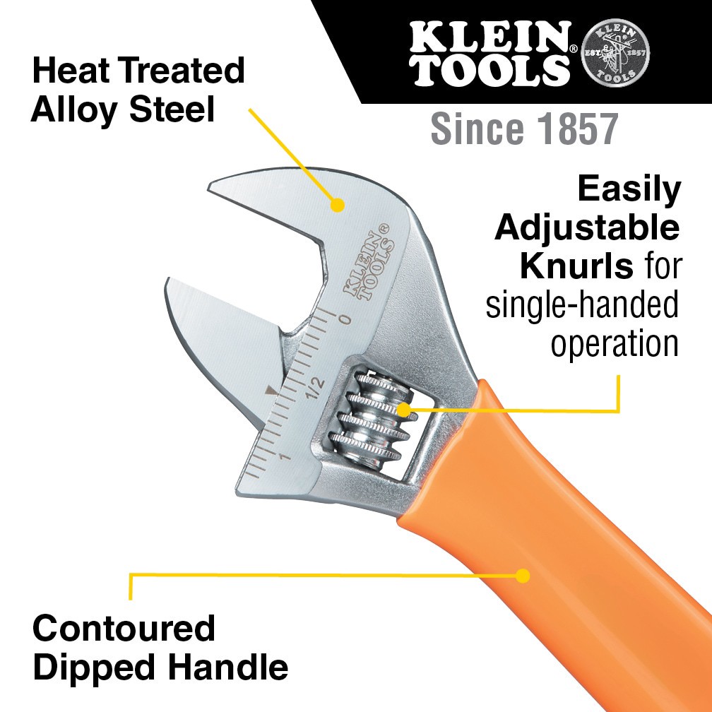 slide 2 of 6, Klein Tools Extra-Capacity Adjustable Wrench, 8-Inch, 1 ct