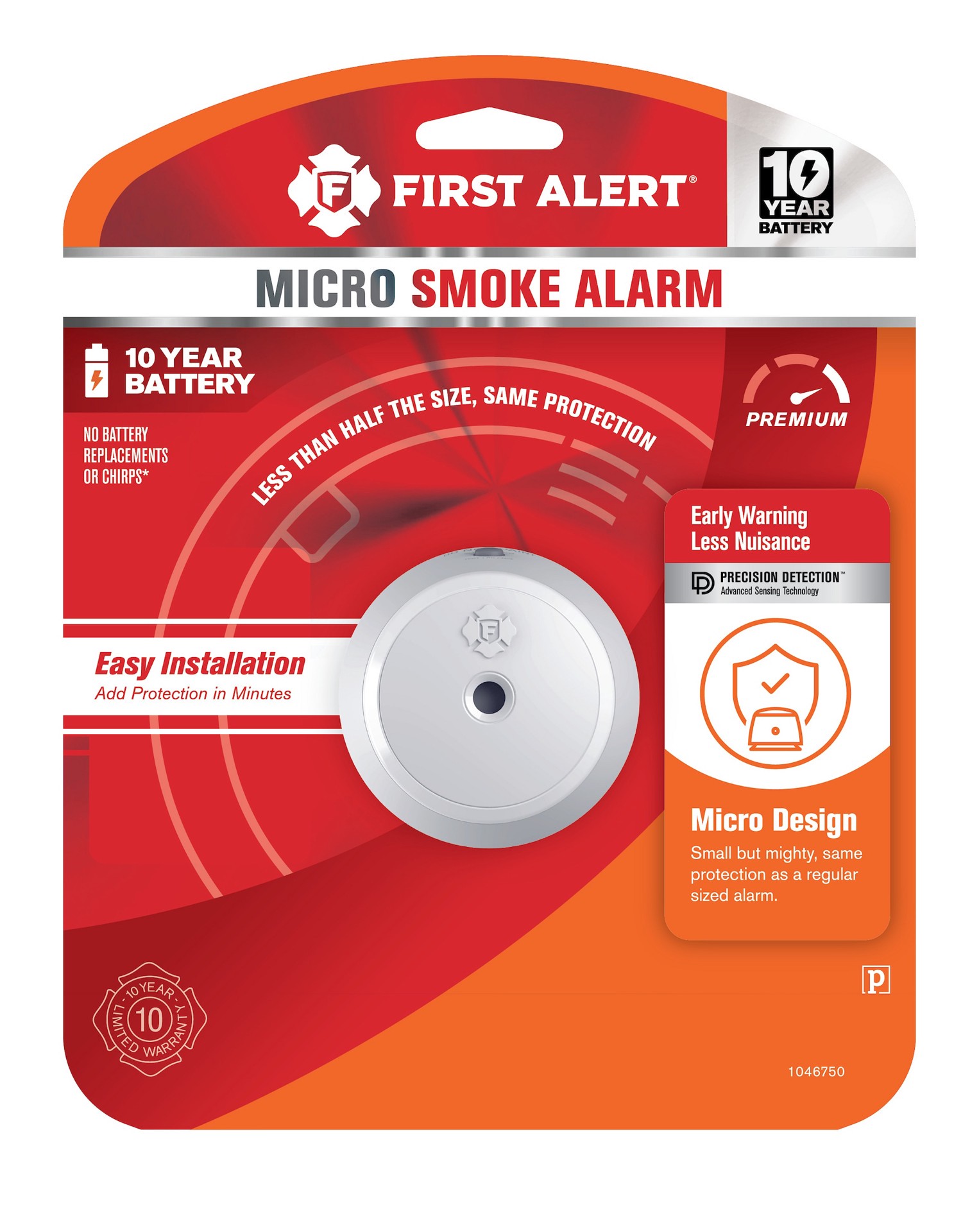 slide 1 of 6, First Alert 10-Year Battery-operated Photoelectric Smoke Detector, 1 ct