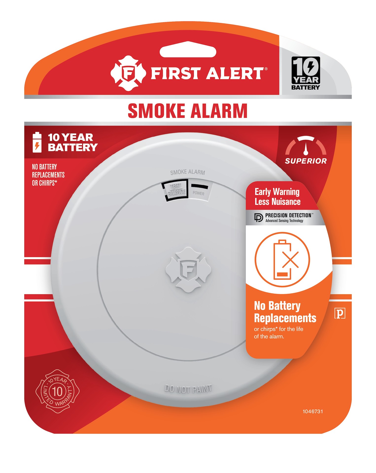 slide 1 of 6, First Alert 10-Year Battery-operated Photoelectric Smoke Detector, 1 ct