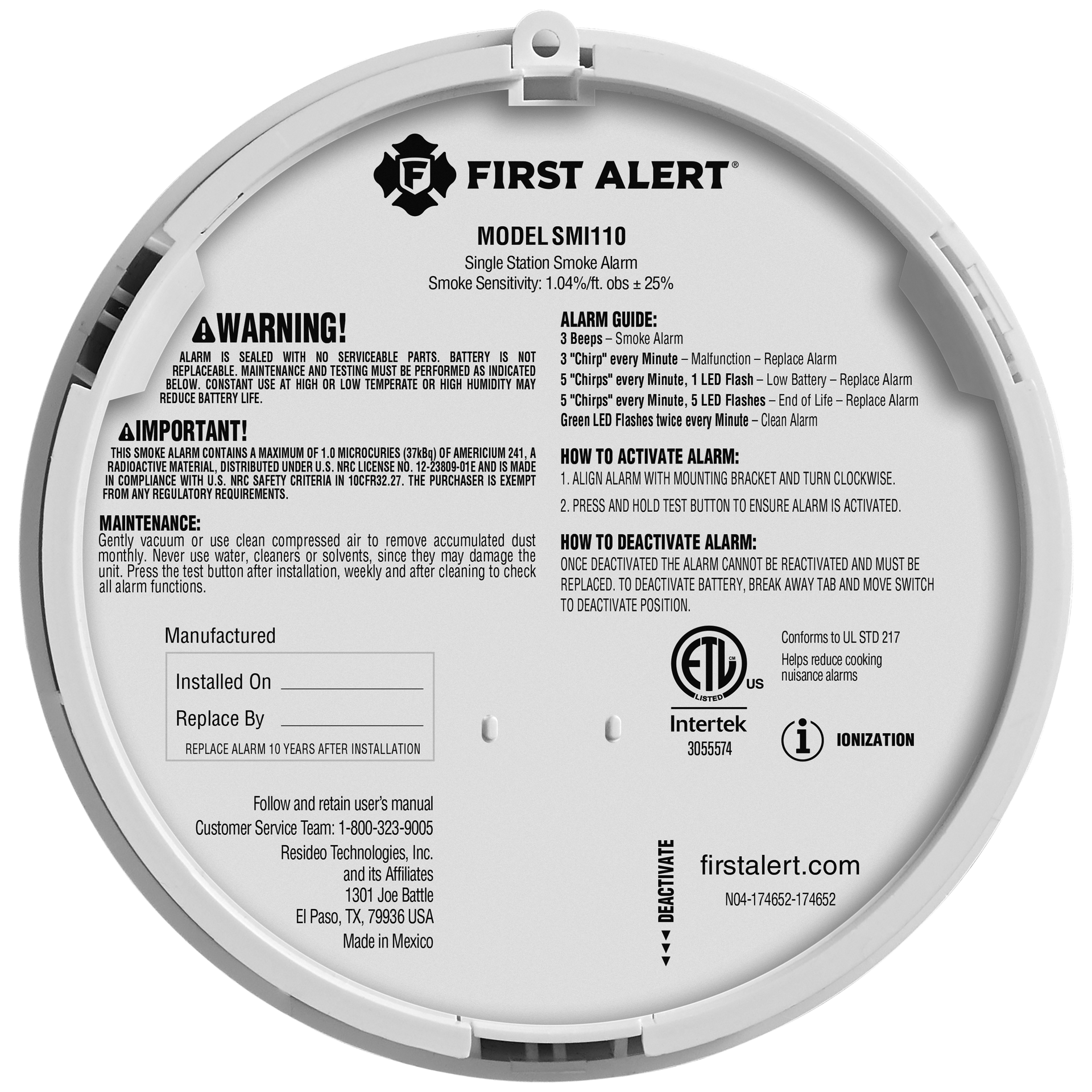 slide 5 of 6, First Alert BRK 10-Year Battery-operated Ionization Smoke Detector, 1 ct