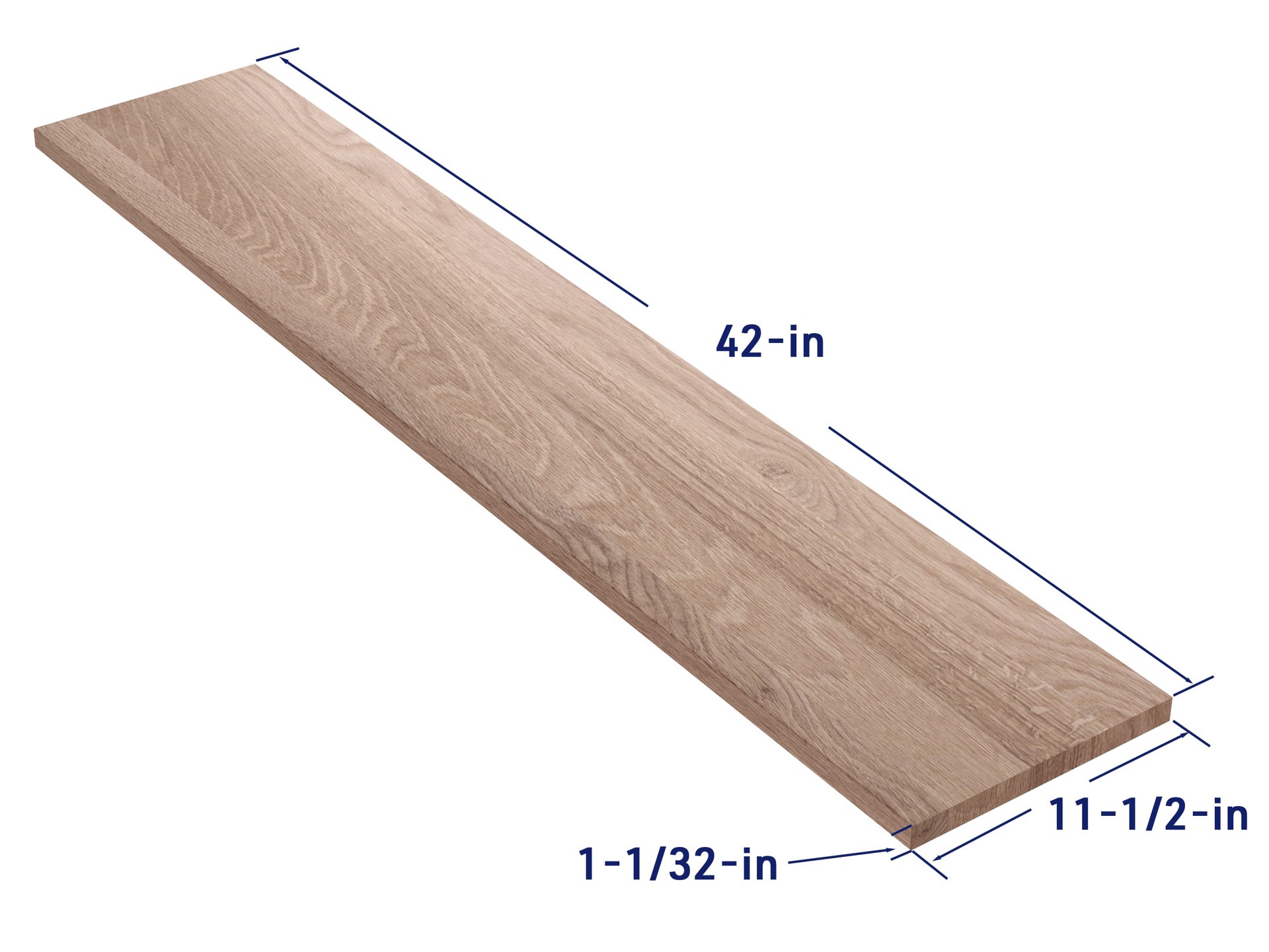 slide 5 of 6, RELIABILT Craftsman 42-in x 11.5-in x 1.03-in Unfinished White oak No return Square edge Stair Tread, 1 ct