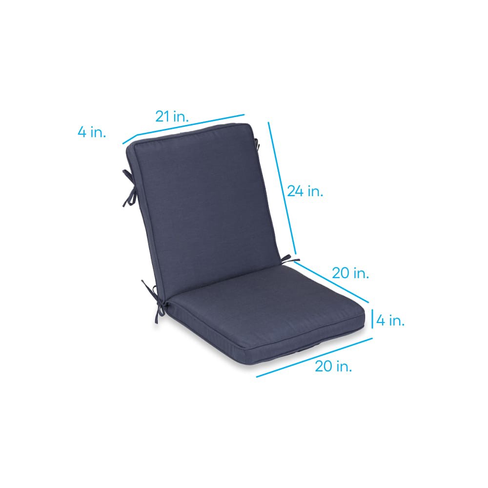 slide 4 of 6, allen + roth 20-in x 21-in Navy High back patio chair cushion, 1 ct