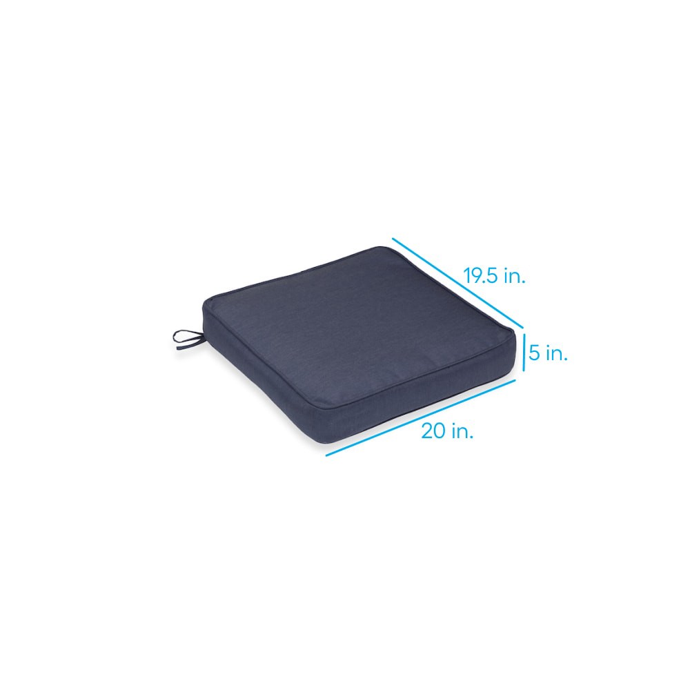slide 4 of 6, allen + roth 19.5-in x 20-in Navy Patio chair cushion, 1 ct