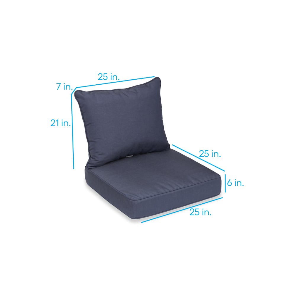 slide 4 of 6, allen + roth 25-in x 25-in 2 -Piece Canvas Deep seat patio chair cushion, 1 ct