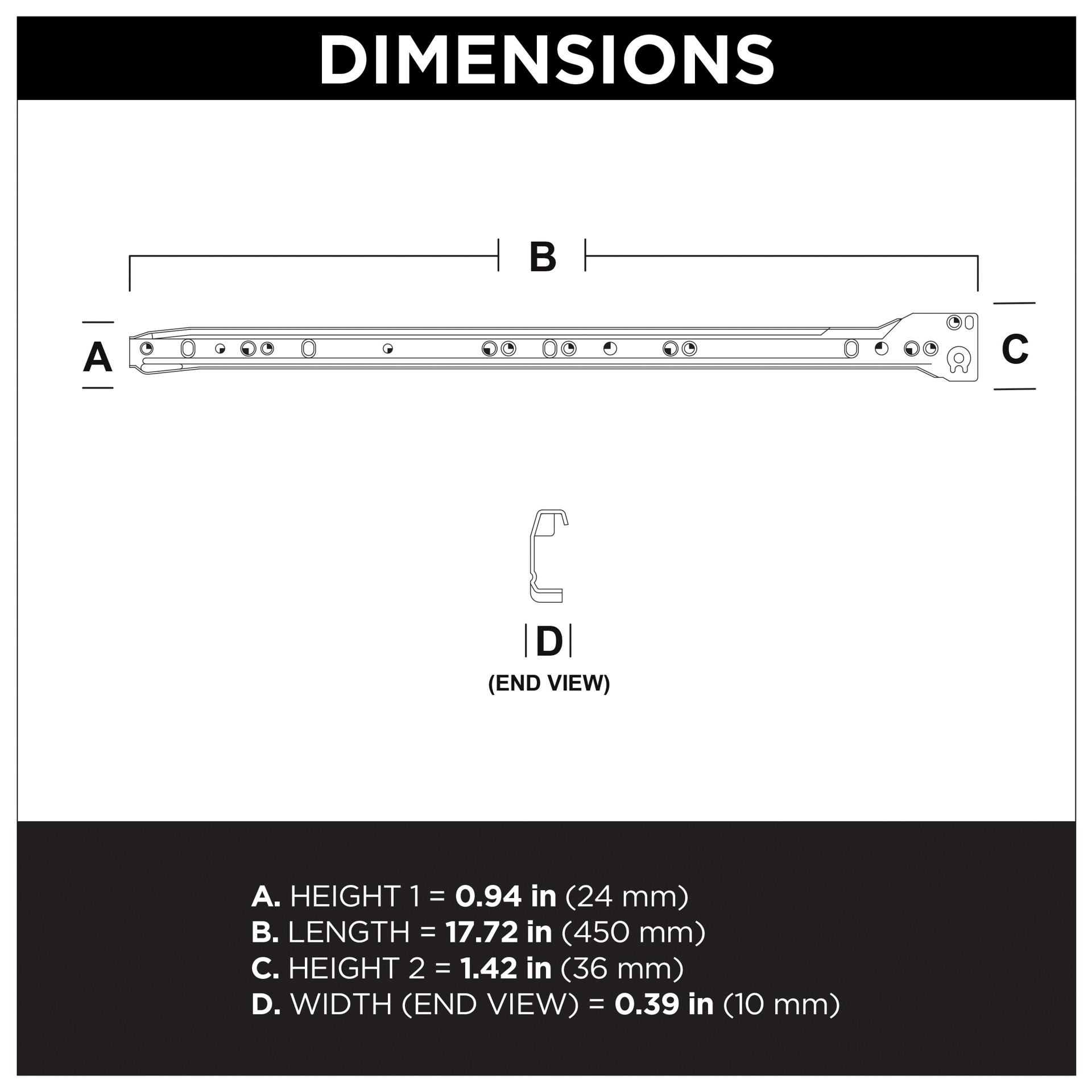 slide 5 of 6, RELIABILT 18-in 3/4 extension Self-Closing Bottom Mount European 50-lb Load Capacity White Drawer Slide 1 -Pair 2 -Pieces, 1 ct
