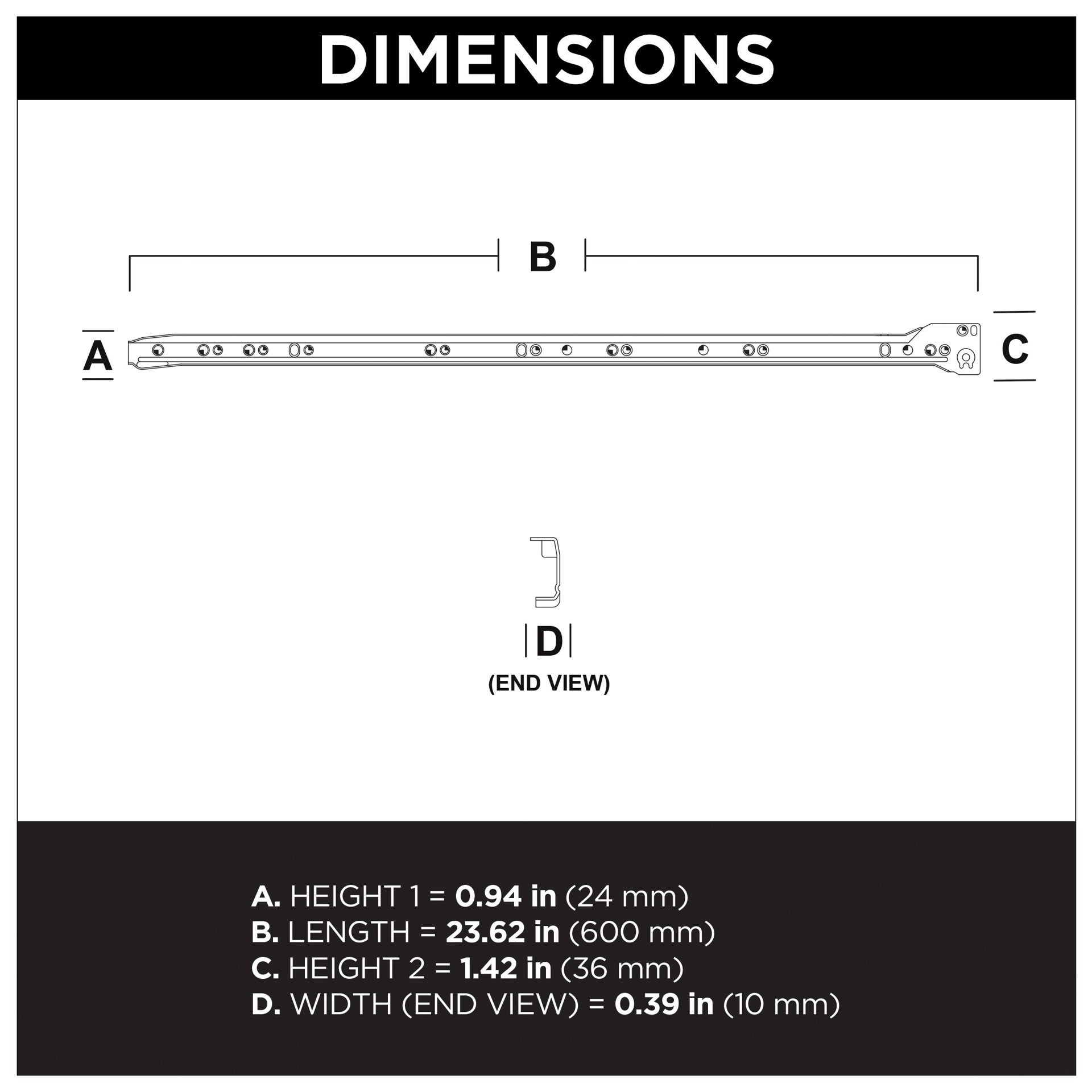 slide 5 of 6, RELIABILT 24-in 3/4 extension Self-Closing Bottom Mount European 50-lb Load Capacity White Drawer Slide 1 -Pair 2 -Pieces, 1 ct