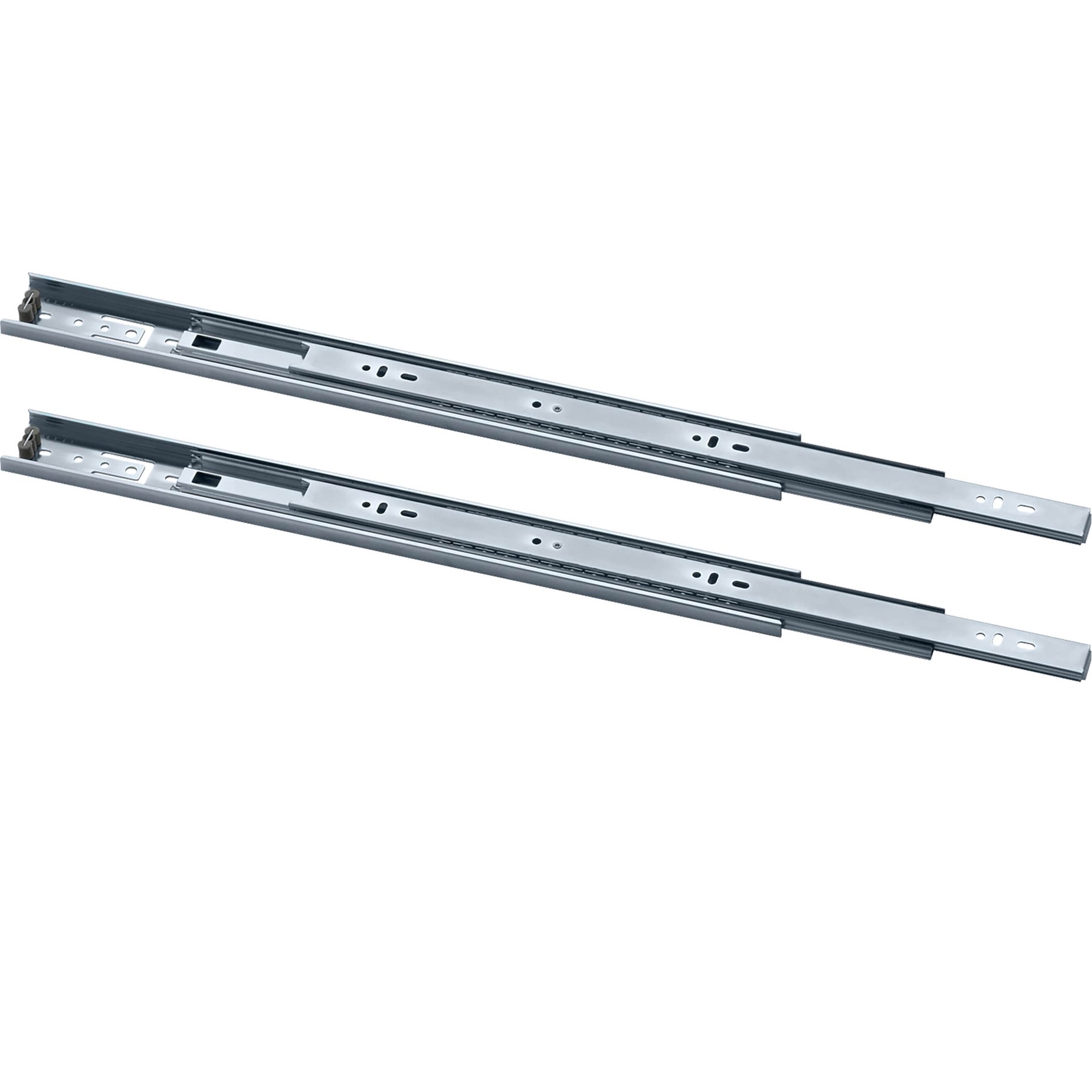 slide 5 of 6, RELIABILT 18-in Full extension Side Mount Ball bearing 100-lb Load Capacity Heavy Duty Silver Drawer Slide 1 -Pair 2 -Pieces, 1 ct