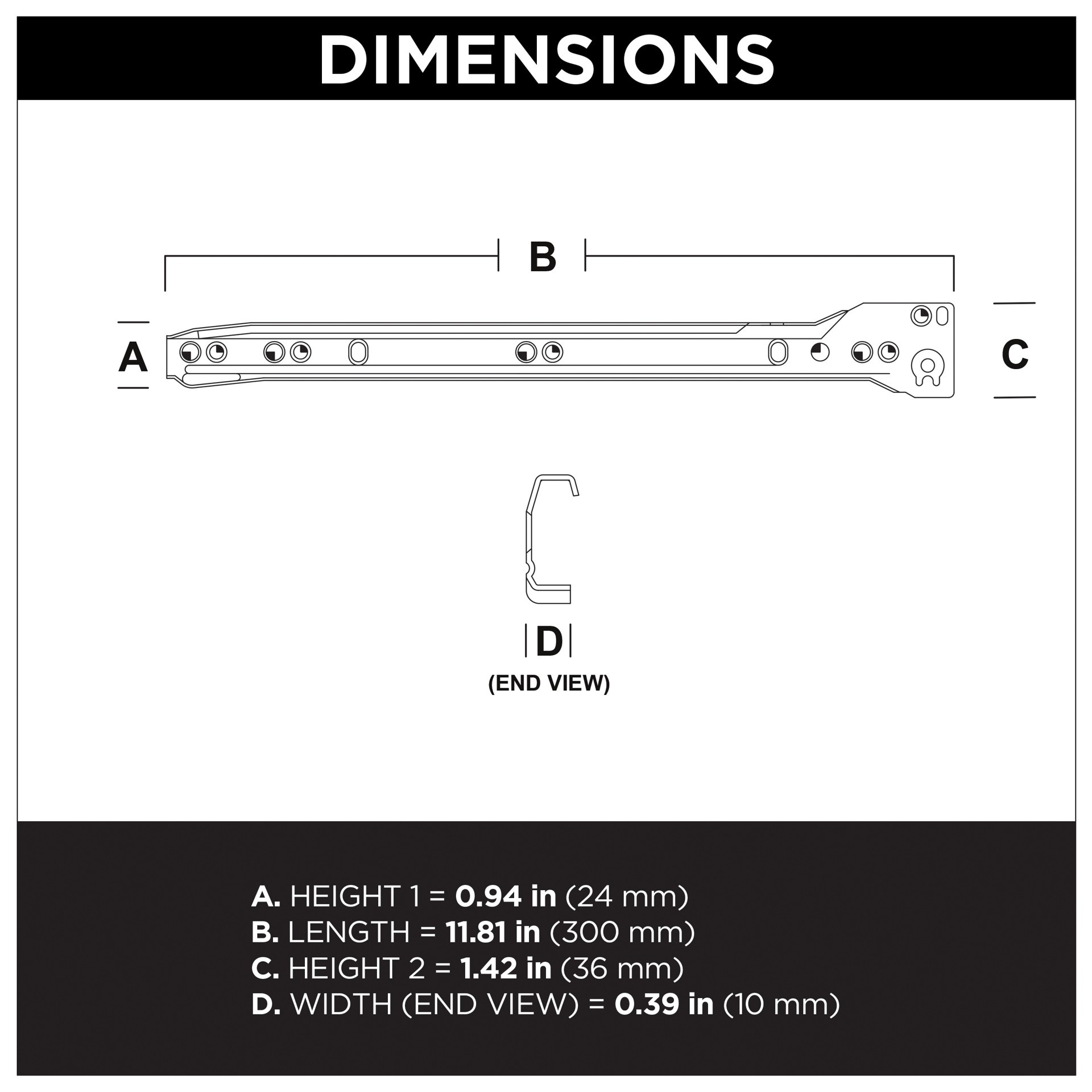 slide 5 of 6, RELIABILT 12-in 3/4 extension Self-Closing Bottom Mount European 50-lb Load Capacity White Drawer Slide 1 -Pair 2 -Pieces, 1 ct