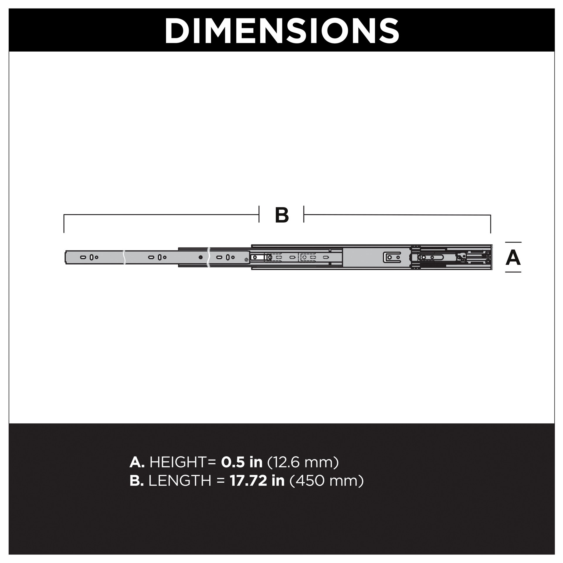 slide 4 of 6, RELIABILT 18-in Full extension Soft Close Side Mount Ball bearing 50-lb Load Capacity Silver Drawer Slide 1 -Pair 2 -Pieces, 1 ct