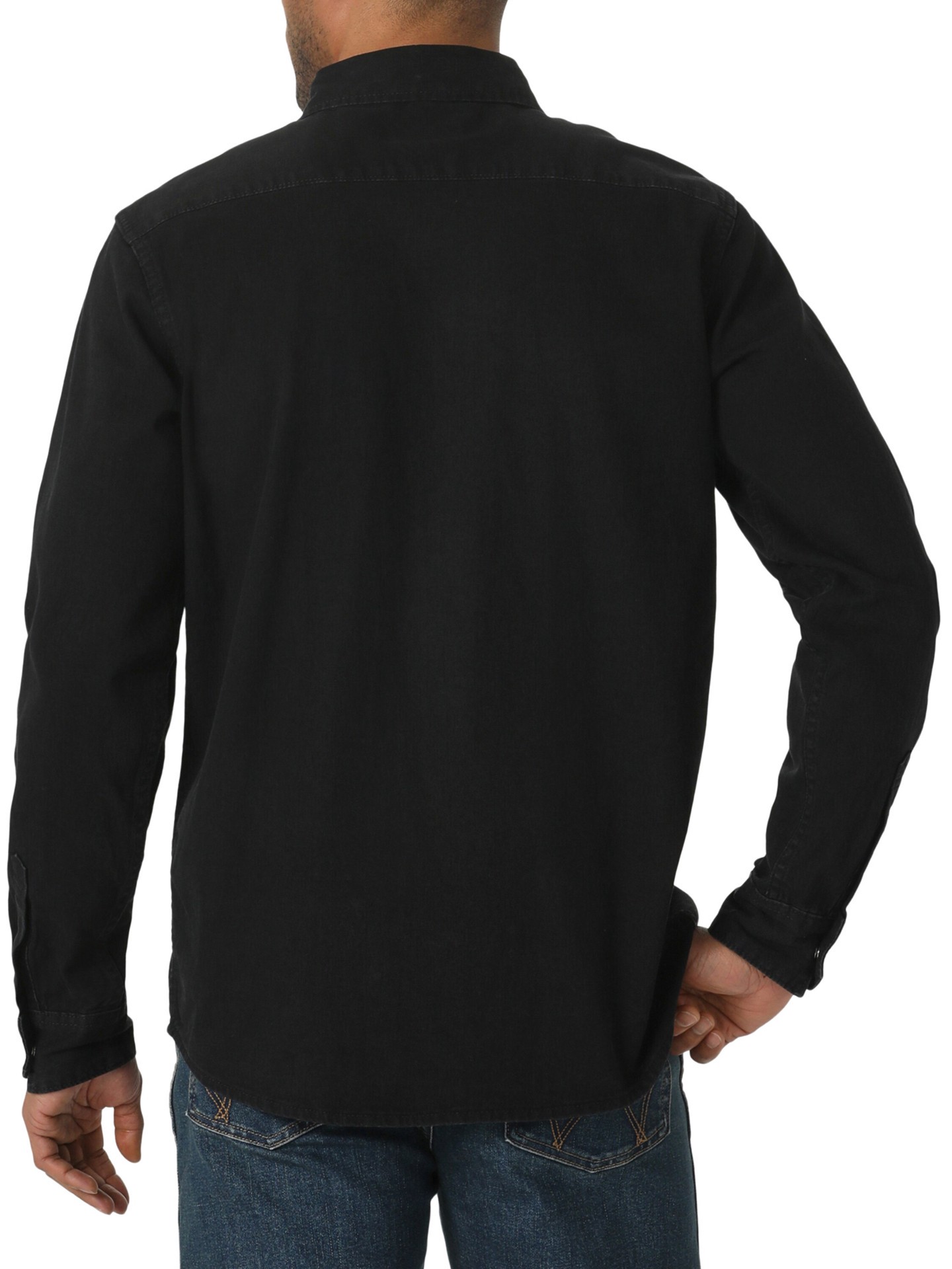 slide 3 of 4, Wrangler Unlined Denim Shirt Men's Black Twill Long Solid Dress ( XL ), 1 ct