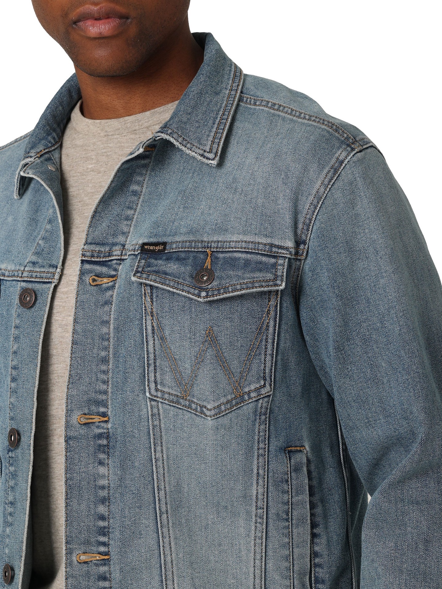 slide 5 of 5, Wrangler Men's Vintage Indigo Denim Work jacket ( 2XL ), 1 ct