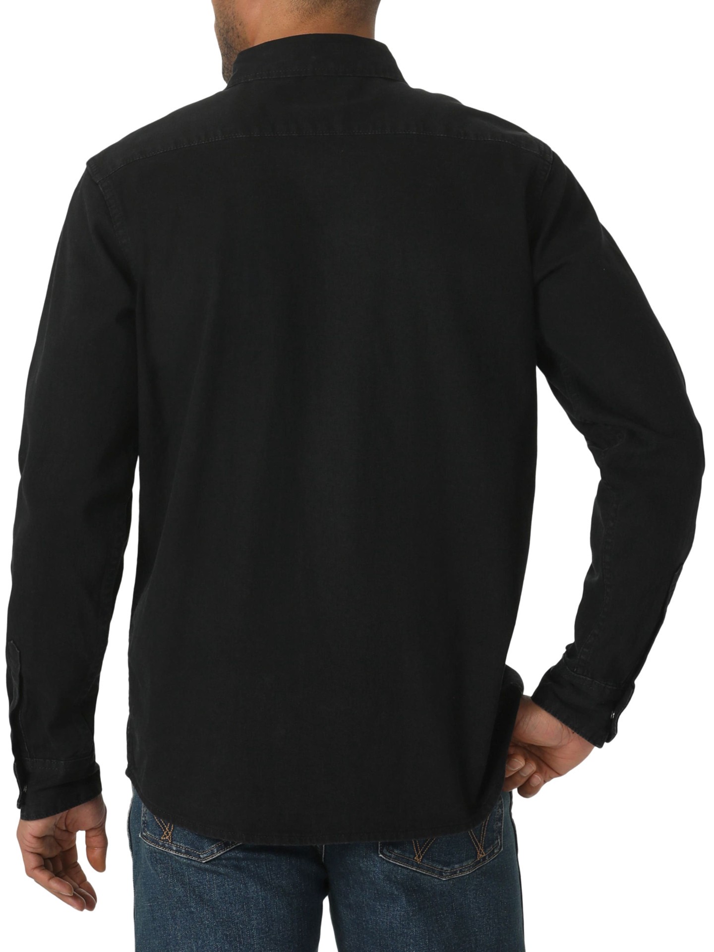 slide 3 of 4, Wrangler Unlined Denim Shirt Men's Black Twill Long Solid Dress ( 2XL ), 1 ct