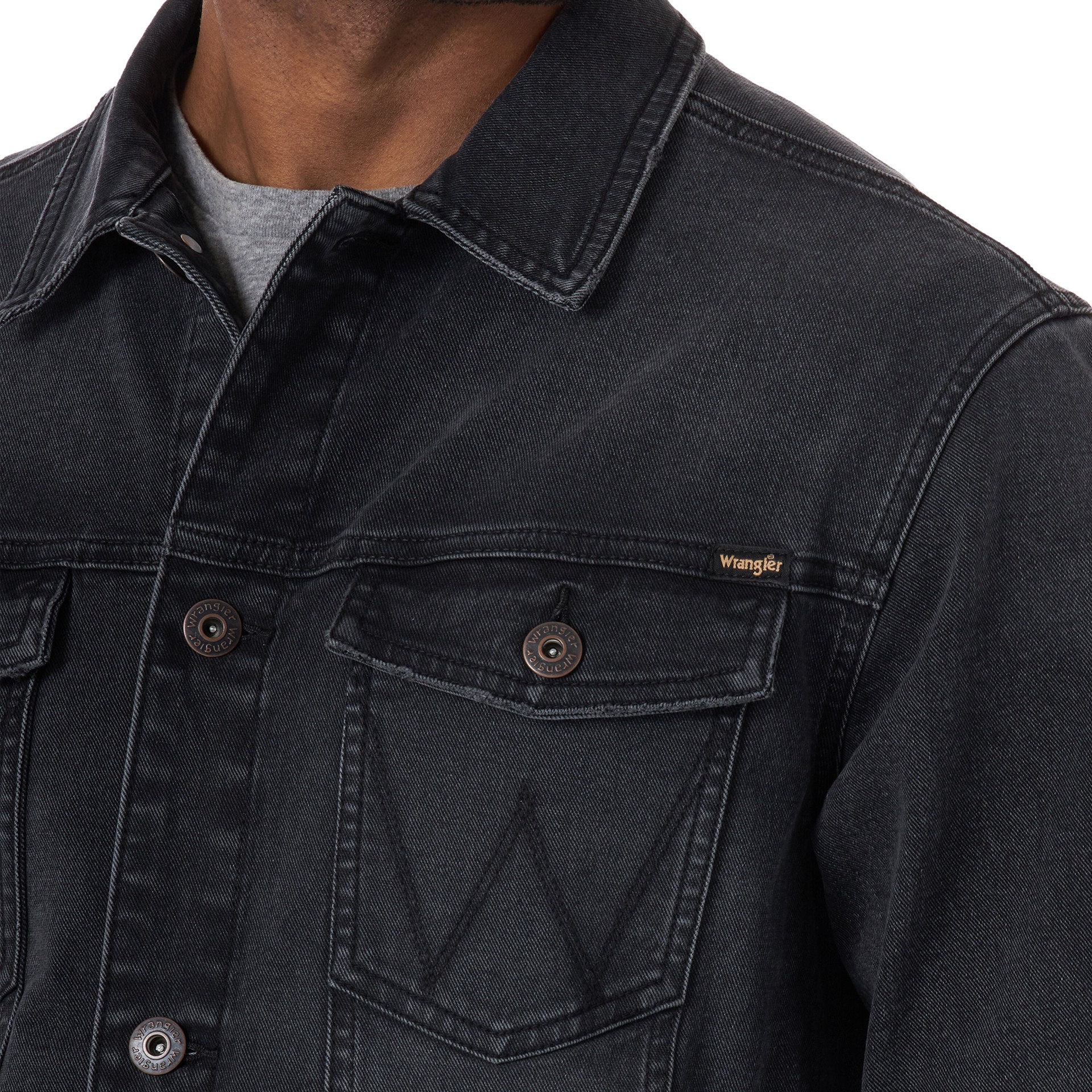 slide 5 of 5, Wrangler Men's Black Denim Work jacket ( Medium ), 1 ct