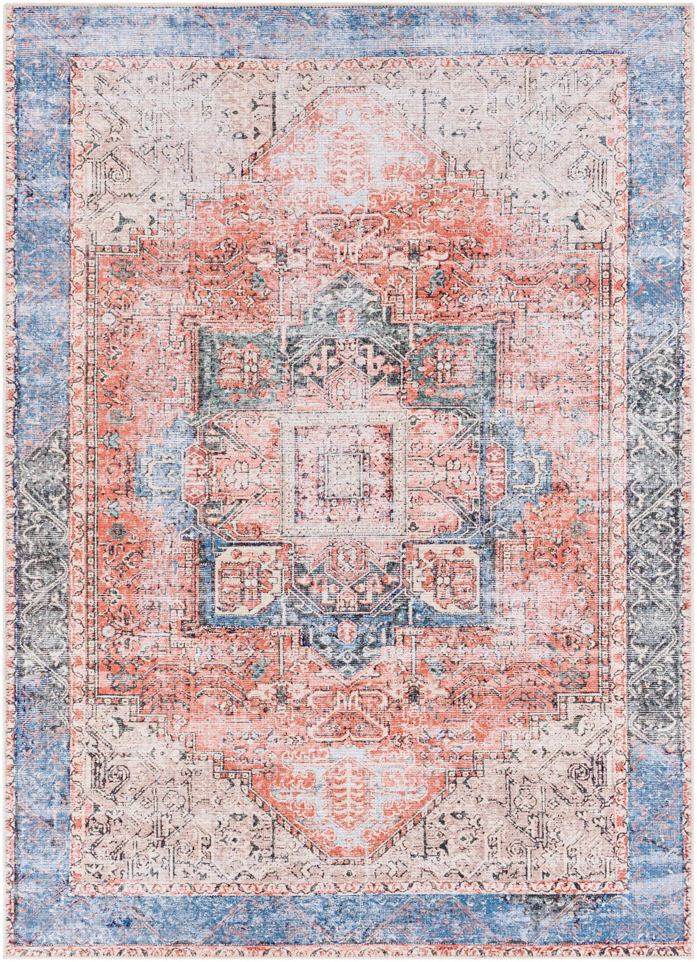 slide 5 of 6, allen + roth with STAINMASTER Amelie 9 x 12 (ft) Loomed Coral Rectangular Indoor Medallion Persian Pet Friendly Area rug, 1 ct