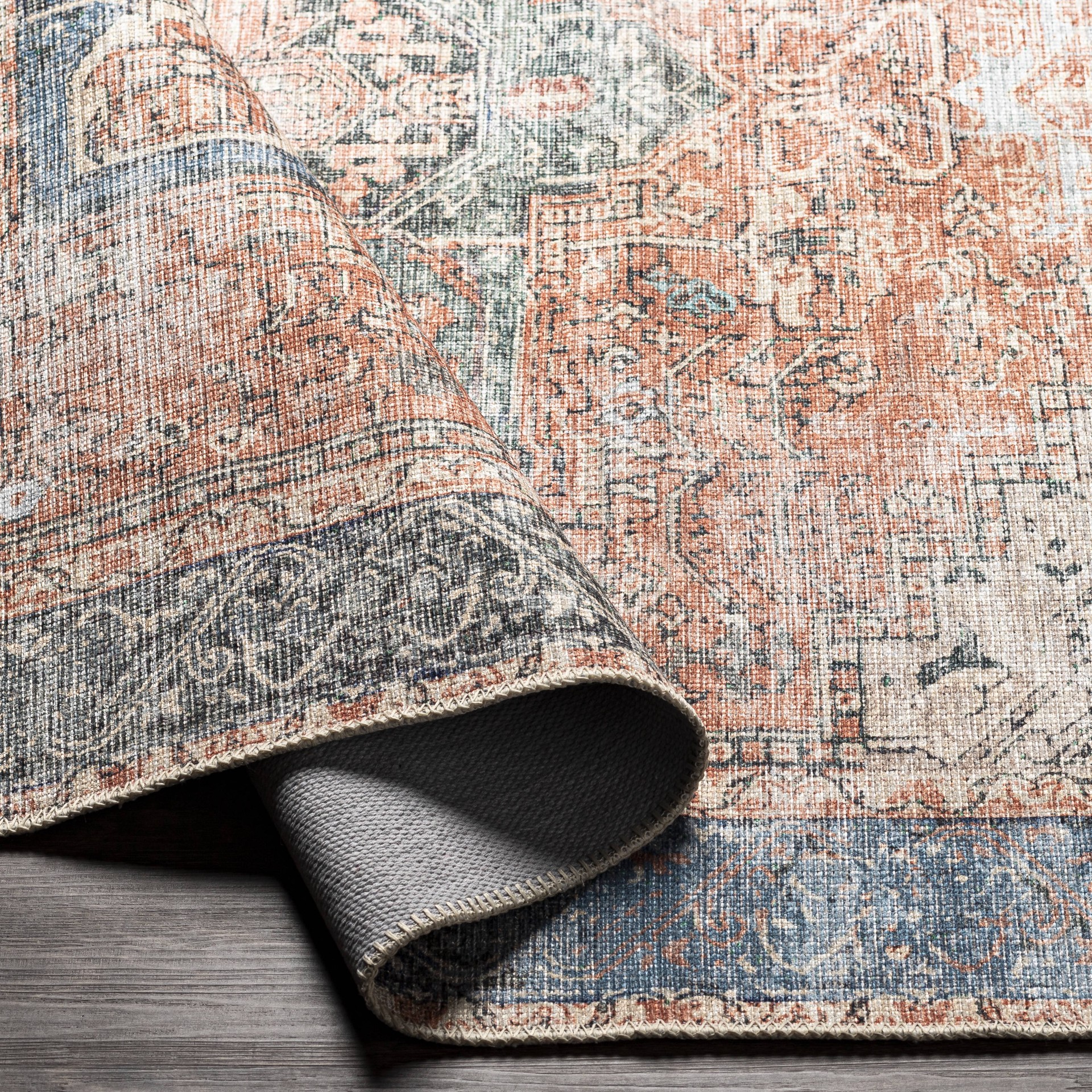 slide 6 of 6, allen + roth with STAINMASTER Amelie 9 x 12 (ft) Loomed Coral Rectangular Indoor Medallion Persian Pet Friendly Area rug, 1 ct