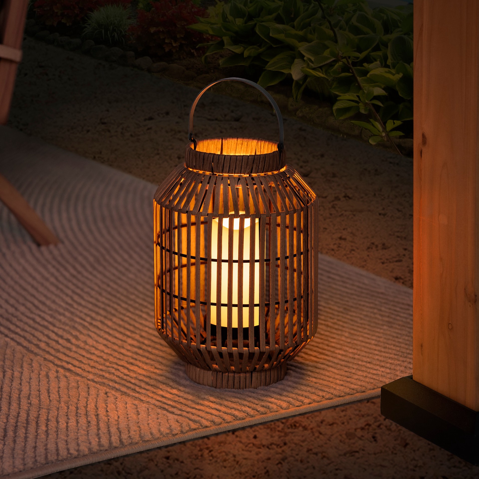 slide 3 of 4, Style Selections 8.5-in x 12-in brown Rattan LED light Outdoor Decorative Lantern, 1 ct