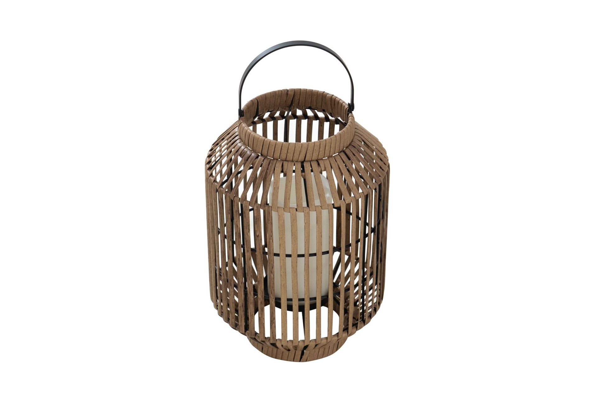 slide 1 of 4, Style Selections 8.5-in x 12-in brown Rattan LED light Outdoor Decorative Lantern, 1 ct