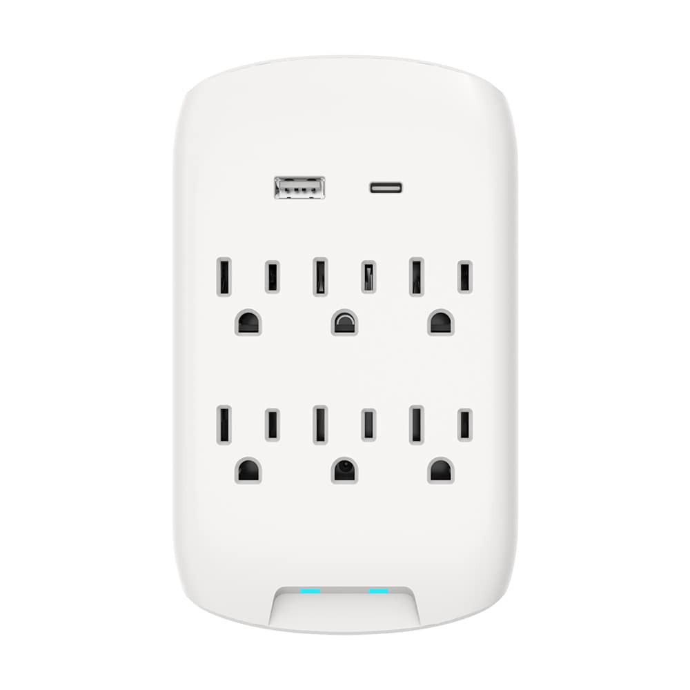 slide 1 of 6, Utilitech 6 -Outlet 900 Joules 1875 -Watts 1875VA White Indoor USB AC Surge Protector, 1 ct