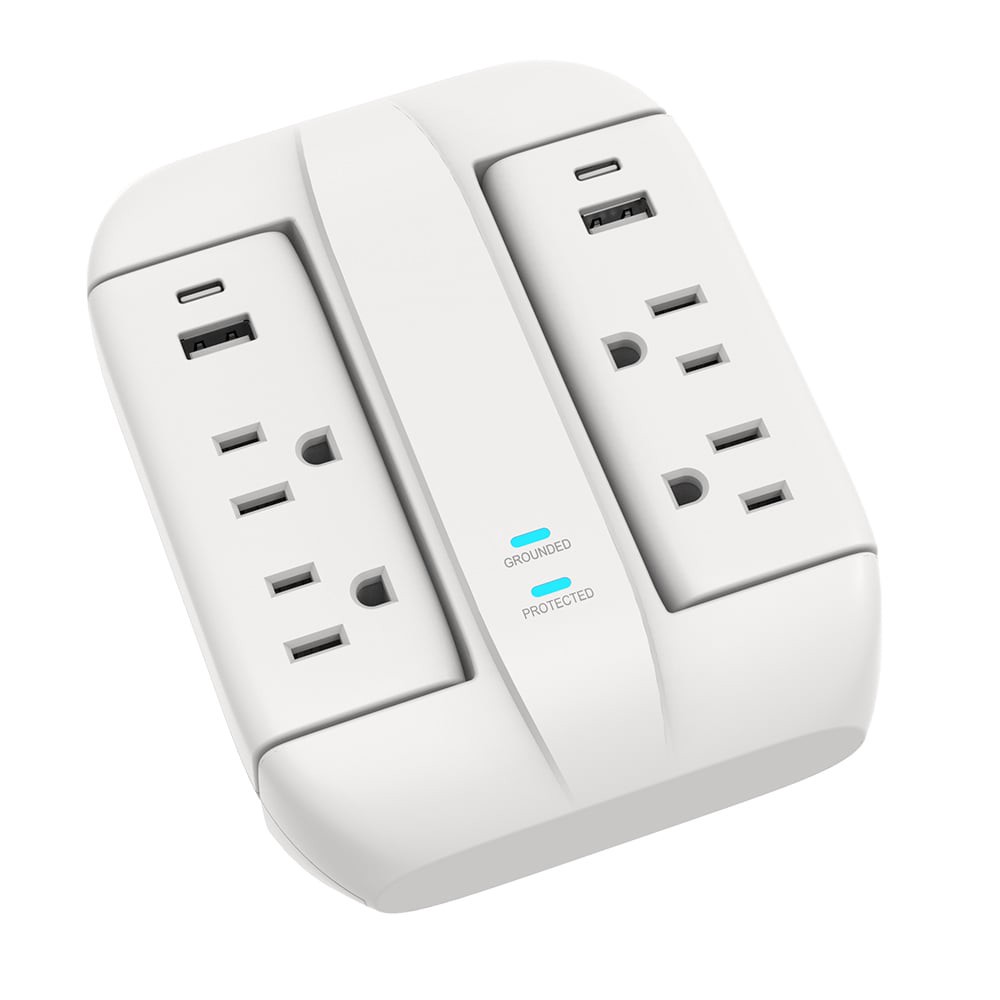 slide 1 of 5, Utilitech 4 -Outlet 500 Joules 1875 -Watts 1875VA White Indoor USB AC Surge Protector, 1 ct