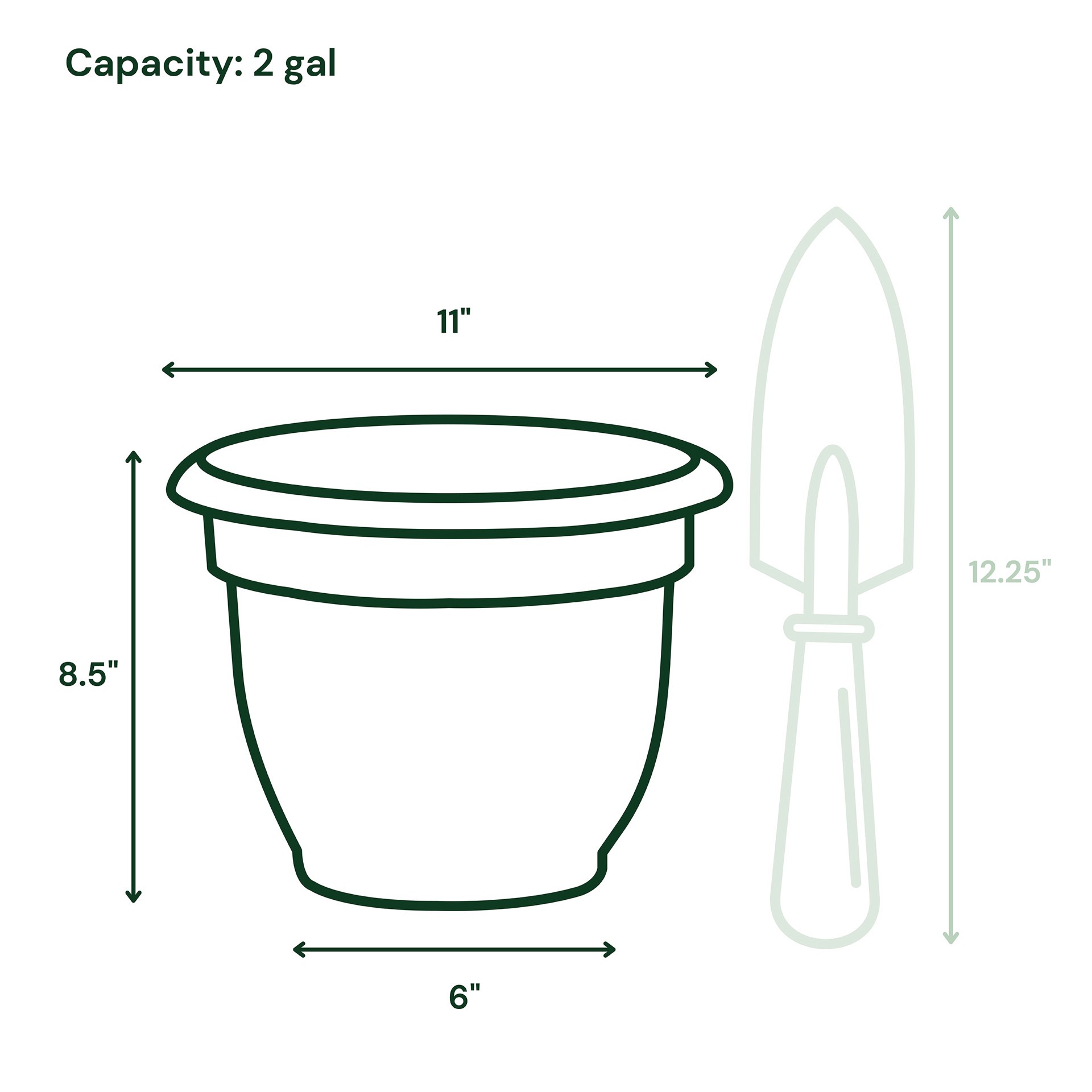 slide 5 of 5, Bloem Round 11.0-in W x 11.0-in L Green Plastic Indoor/Outdoor Self Watering Planter, 1 ct