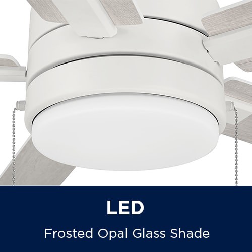 slide 4 of 6, Harbor Breeze Ollington 52-in Matte White with White Oak Blades Integrated LED Ceiling Fan With Light 5 -Blade, 1 ct