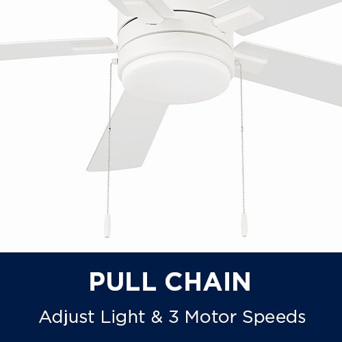 slide 6 of 6, Harbor Breeze Ollington 52-in Matte White with White Oak Blades Integrated LED Ceiling Fan With Light 5 -Blade, 1 ct