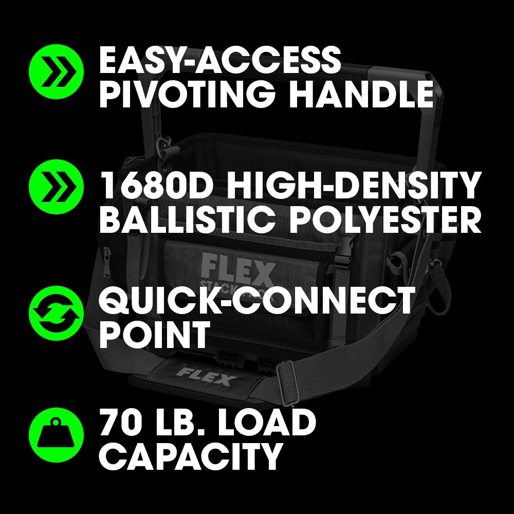 slide 5 of 6, FLEX STACK PACK Gray Ballistic polyester 10.6-in W x 15.7-in D x 15.4-in L Tool tote, 1 ct