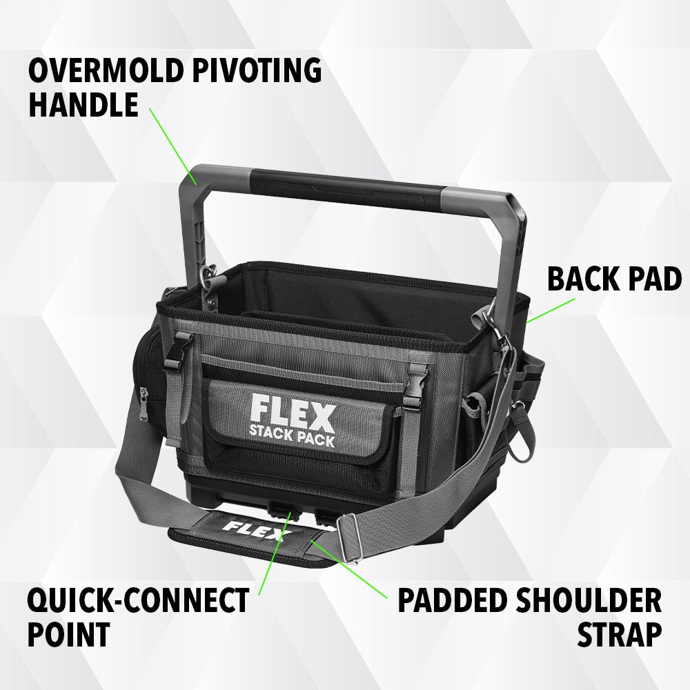 slide 6 of 6, FLEX STACK PACK Gray Ballistic polyester 10.6-in W x 15.7-in D x 15.4-in L Tool tote, 1 ct