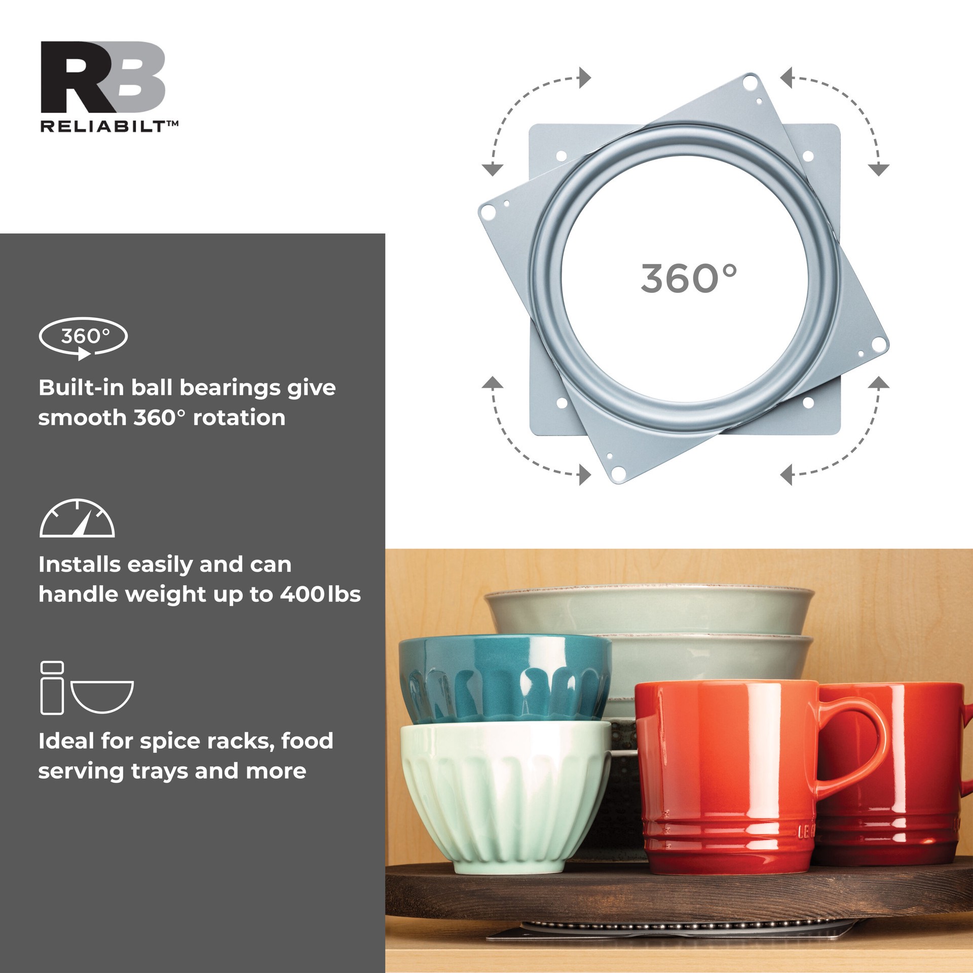 slide 5 of 6, RELIABILT Gray Gray Lazy susan swivel plate, 1 ct