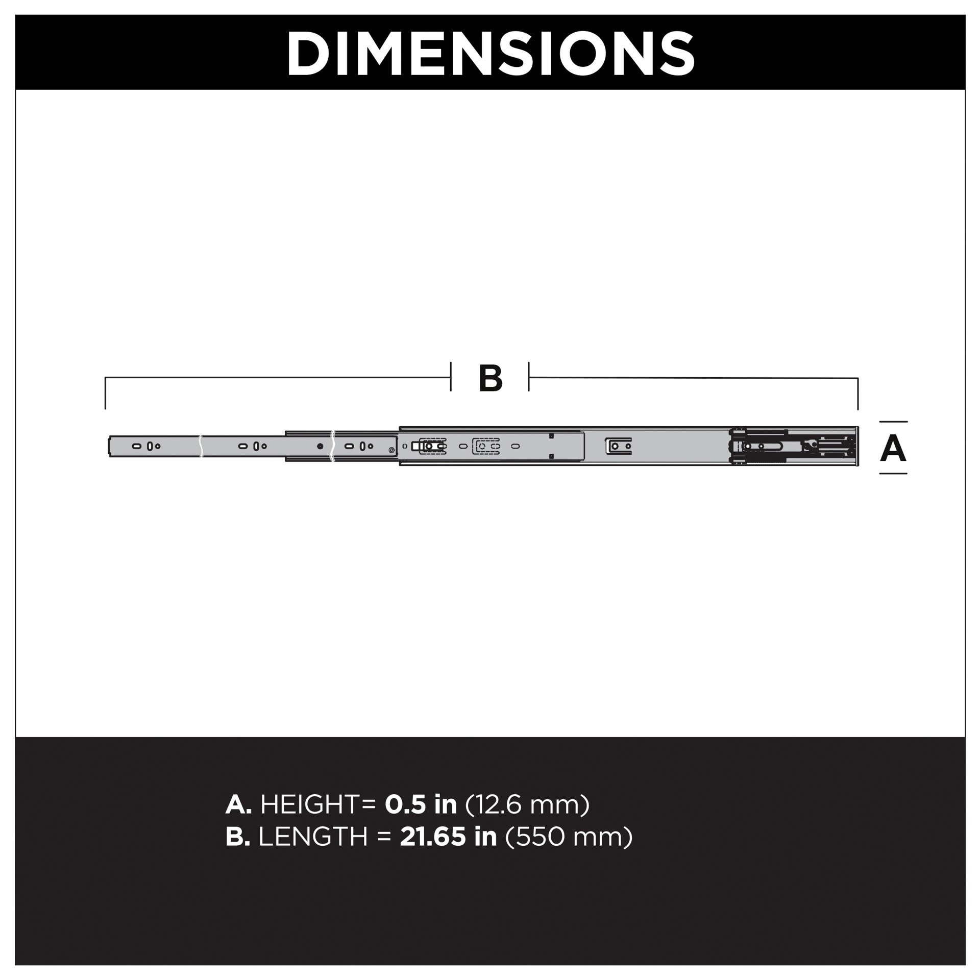 slide 4 of 6, RELIABILT 22-in Full extension Soft Close Side Mount Ball bearing 50-lb Load Capacity Silver Drawer Slide 1 -Pair 2 -Pieces, 1 ct