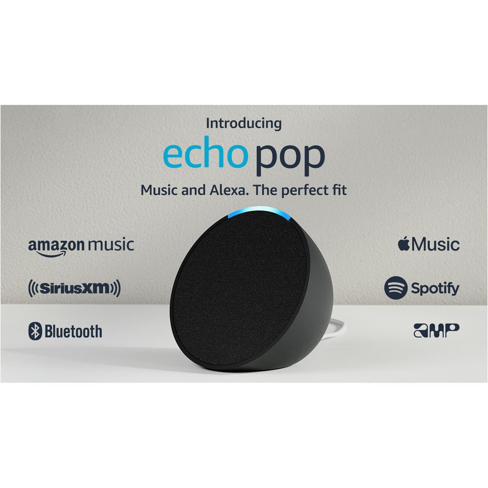 slide 1 of 4, Amazon Echo Pop (1st Gen, 2023 Release) - Full Sound Compact Smart Speaker with Alexa - Charcoal, 1 ct