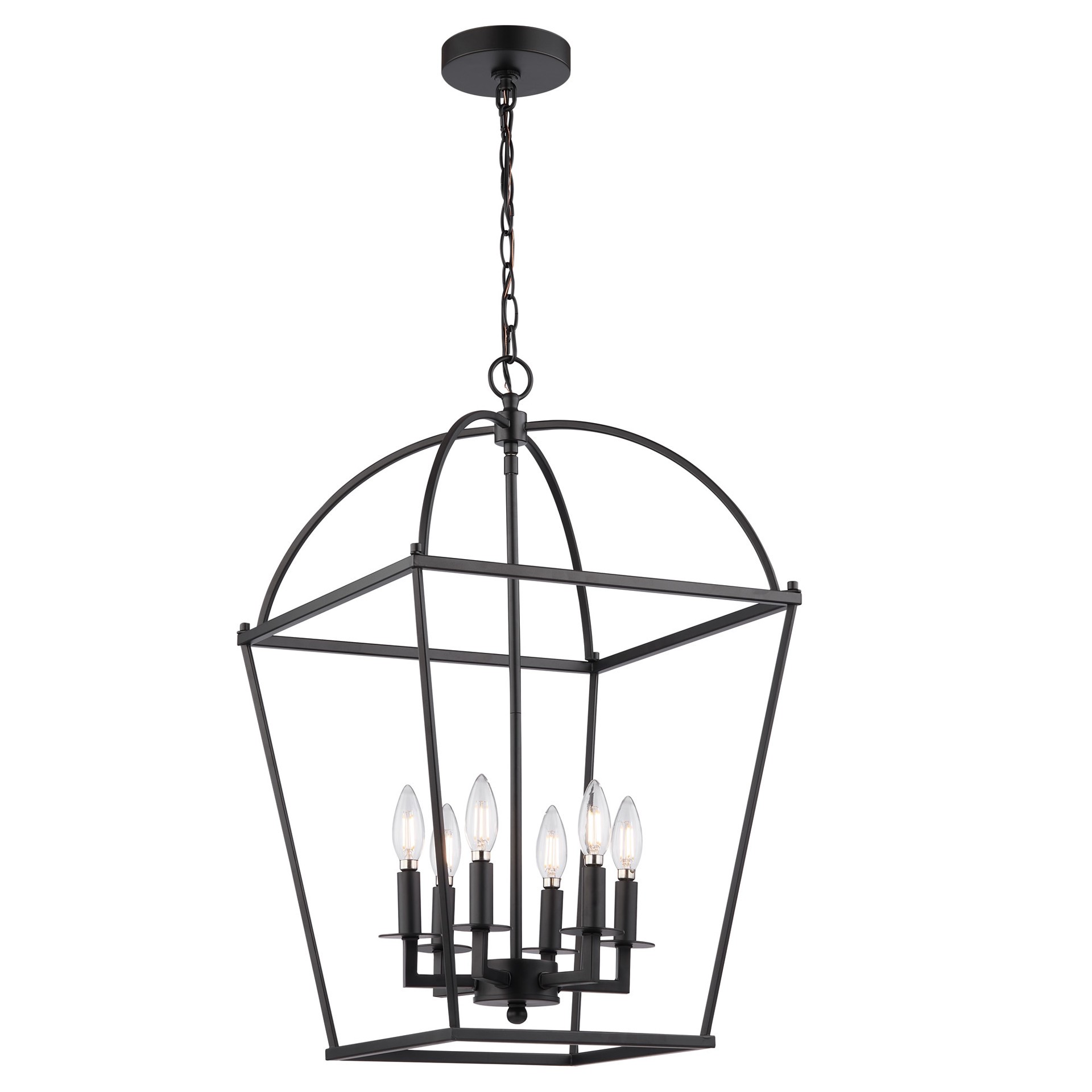 slide 2 of 6, allen + roth Hannah 6 -Light Matte black Transitional Cone Medium Hanging Pendant light, 1 ct
