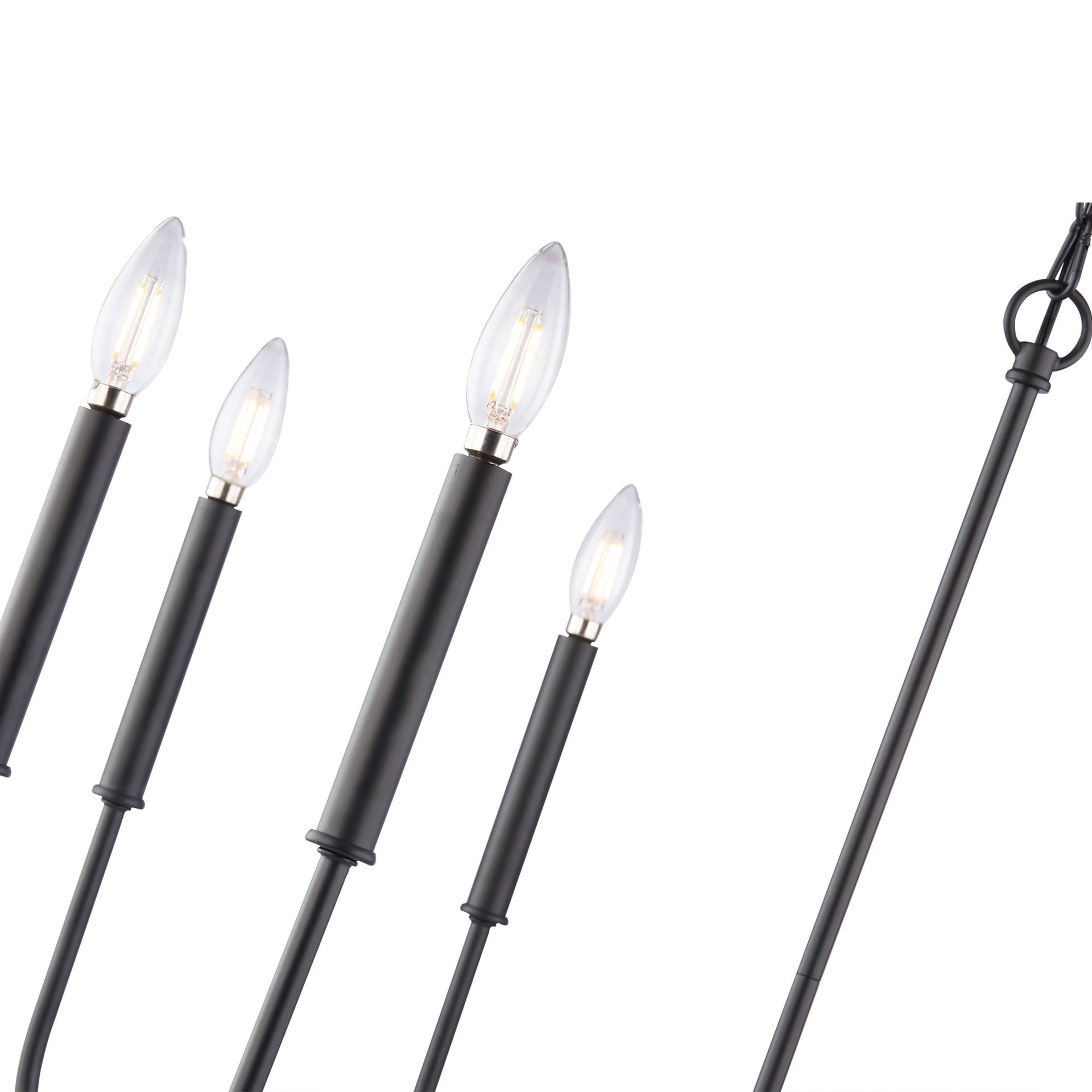 slide 5 of 6, allen + roth Hannah 8 -Light Matte Black Farmhouse Bare bulb For Use in Bedrooms, Dining Rooms, Foyers, Kitchens, Living Rooms Chandelier, 1 ct