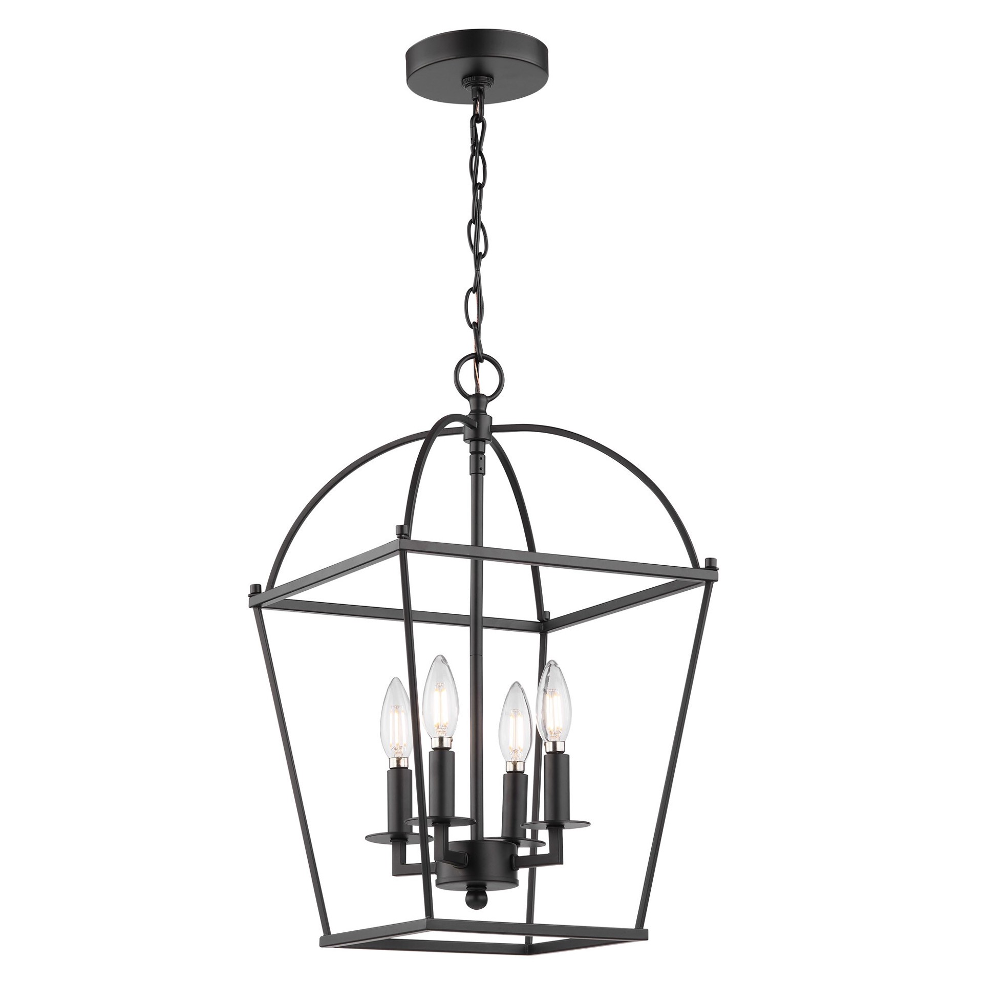 slide 2 of 6, allen + roth Hannah 4 -Light Matte black Transitional Cone Medium Hanging Pendant light, 1 ct