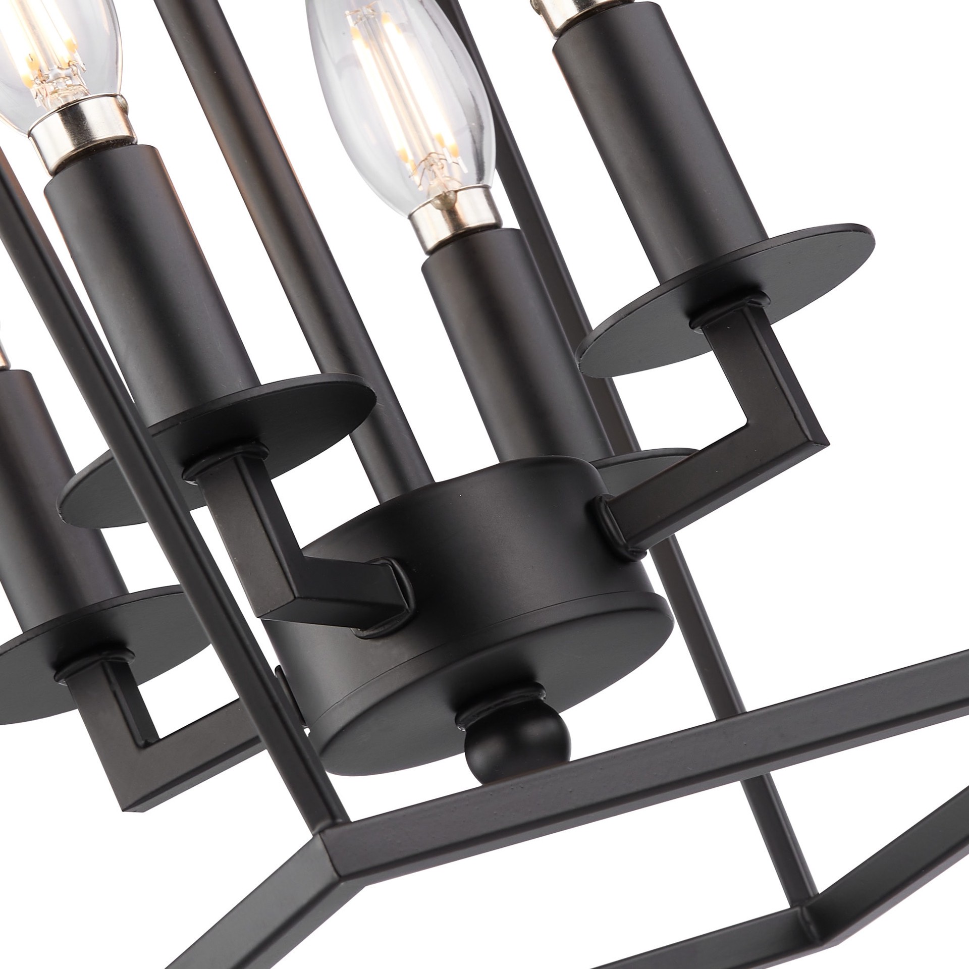 slide 4 of 6, allen + roth Hannah 4 -Light Matte black Transitional Cone Medium Hanging Pendant light, 1 ct