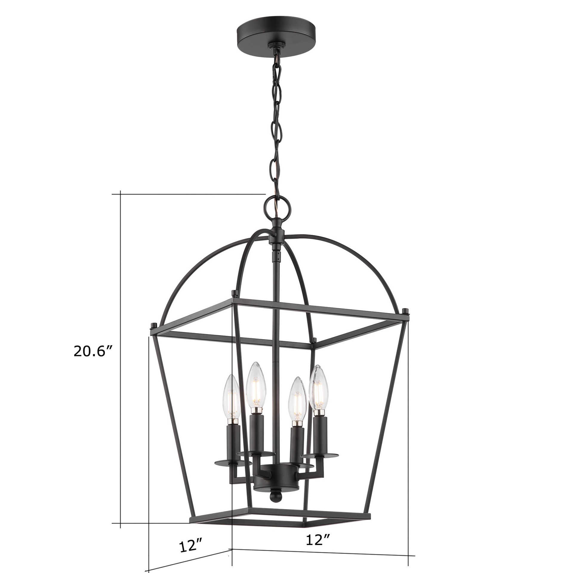slide 6 of 6, allen + roth Hannah 4 -Light Matte black Transitional Cone Medium Hanging Pendant light, 1 ct
