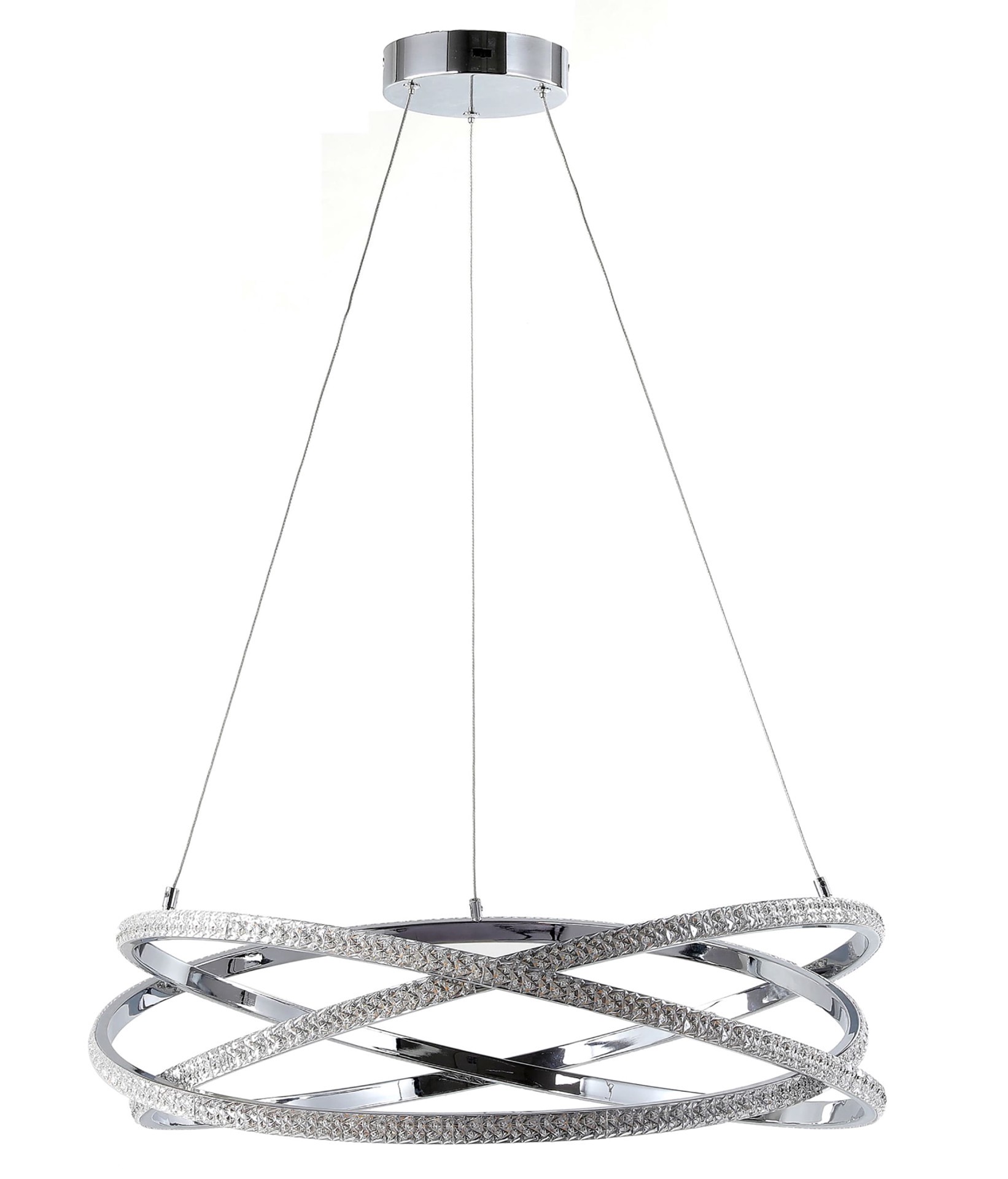 slide 2 of 6, allen + roth Lucia 1 -Light Gloss Steel Glam Integrated LED Crystal For Use in Bedrooms, Dining Rooms, Kitchens, Living Rooms Chandelier, 1 ct