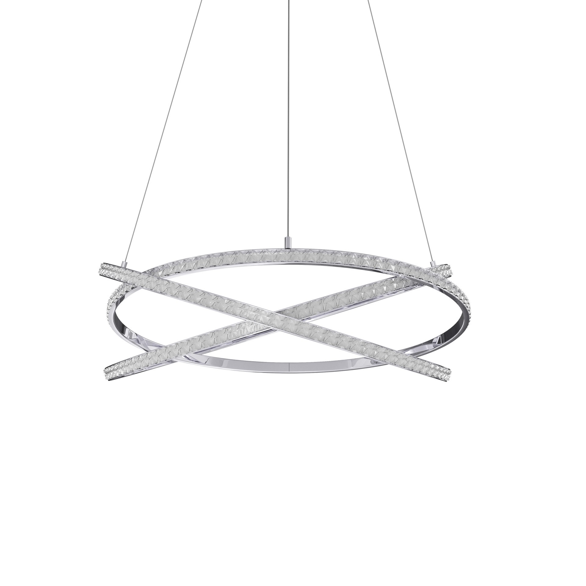 slide 6 of 6, allen + roth Lucia 1 -Light Gloss Steel Glam Integrated LED Crystal For Use in Bedrooms, Dining Rooms, Kitchens, Living Rooms Chandelier, 1 ct