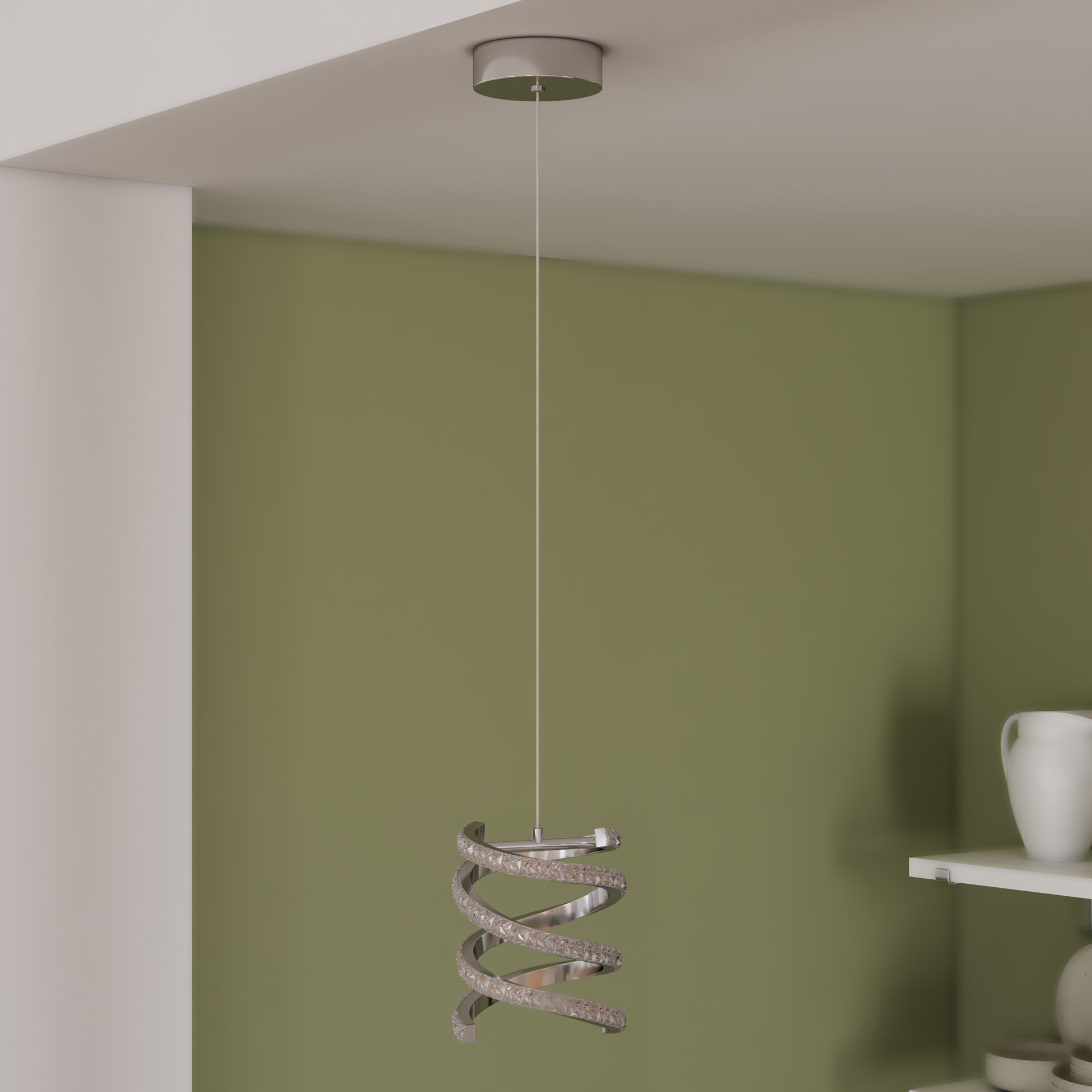 slide 5 of 6, allen + roth Lucia 1 -Light Chrome Glam Geometric Integrated LED Mini Hanging Pendant light, 1 ct