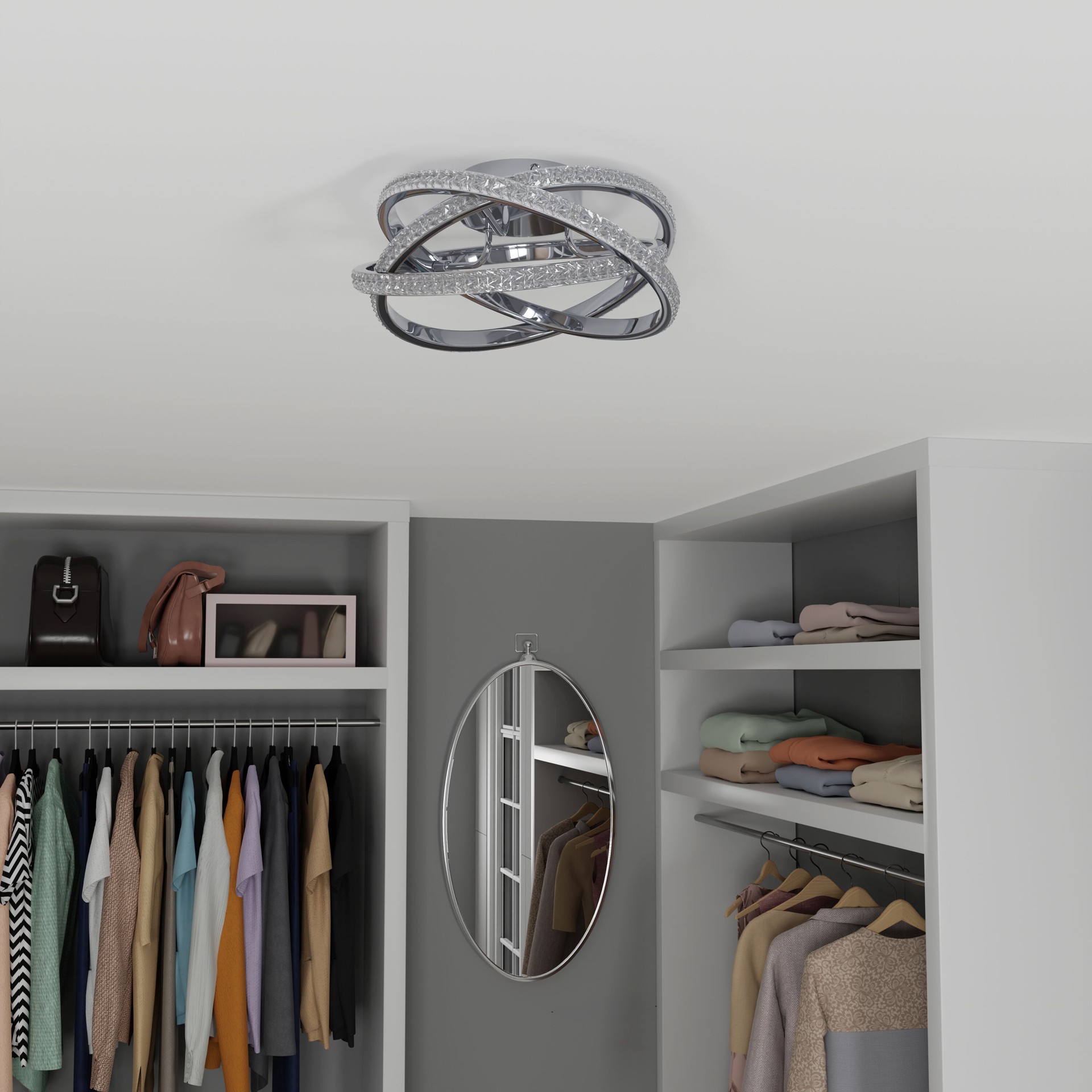 slide 4 of 6, allen + roth Lucia 1 -Light 13-in Polished Chrome Integrated LED Flush Mount Light, 1 ct
