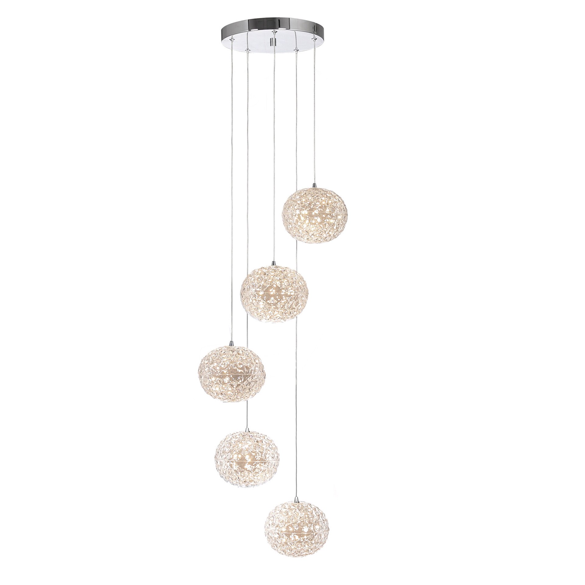 slide 3 of 6, allen + roth Seren 5 -Light Chrome Modern/contemporary Tiered Integrated LED Medium Hanging Pendant light, 1 ct