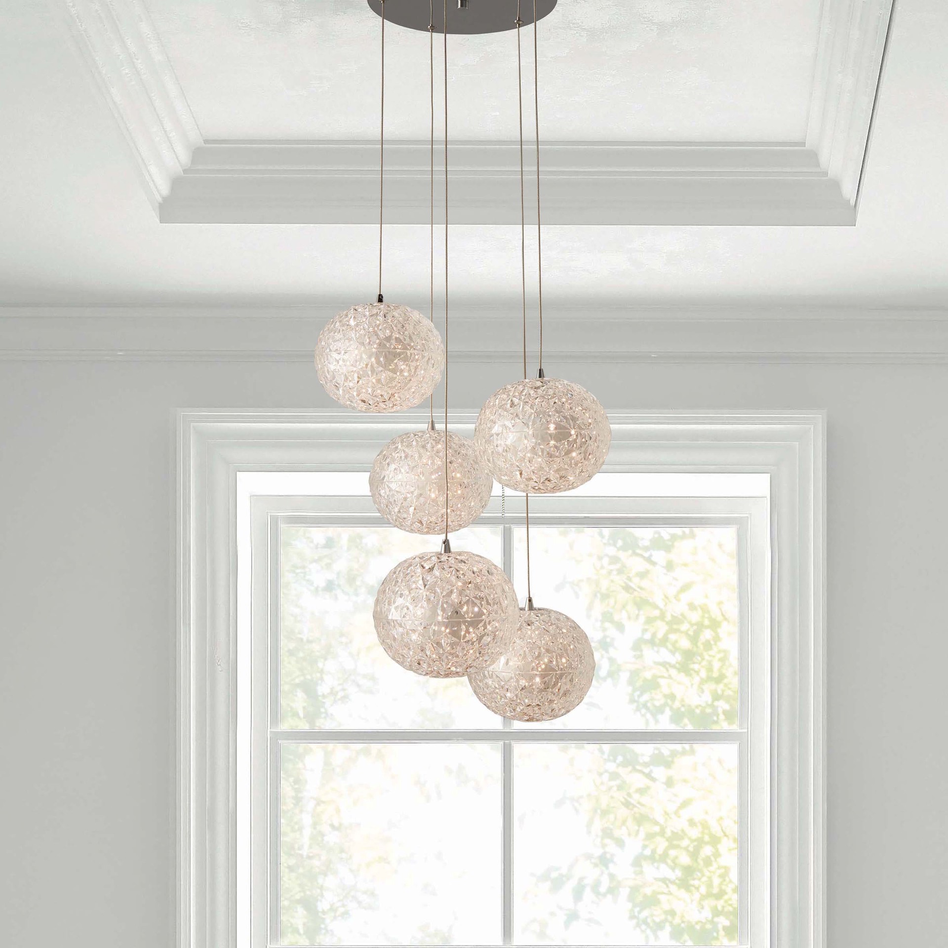 slide 1 of 6, allen + roth Seren 5 -Light Chrome Modern/contemporary Tiered Integrated LED Medium Hanging Pendant light, 1 ct