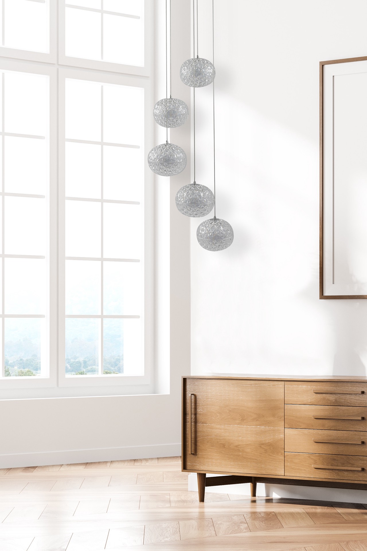 slide 6 of 6, allen + roth Seren 5 -Light Chrome Modern/contemporary Tiered Integrated LED Medium Hanging Pendant light, 1 ct