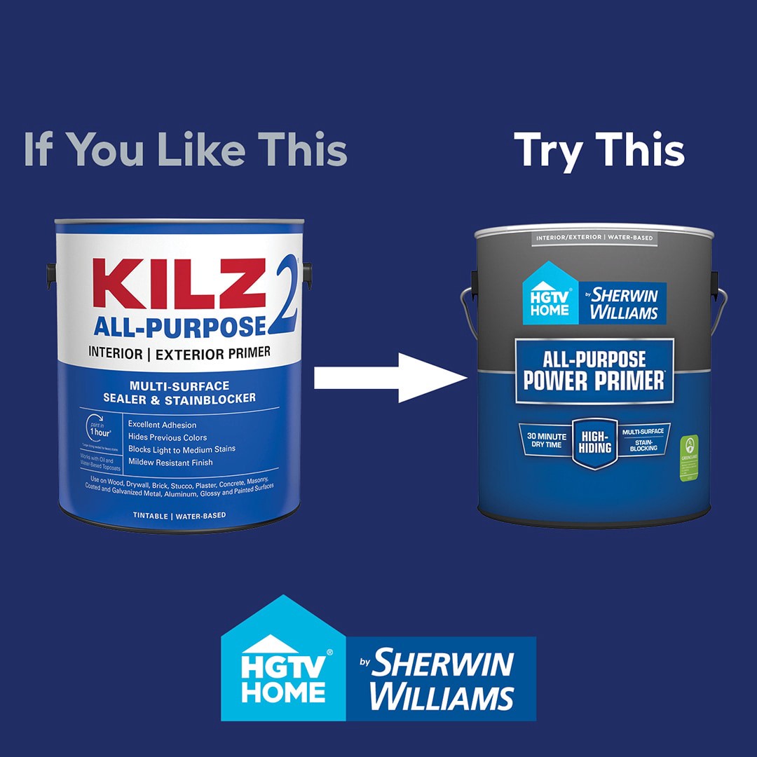 slide 2 of 6, HGTV HOME by Sherwin-Williams All-Purpose Power Interior/Exterior High hiding Water-based Wall and Ceiling Primer ( 2-gallon ), 1 ct