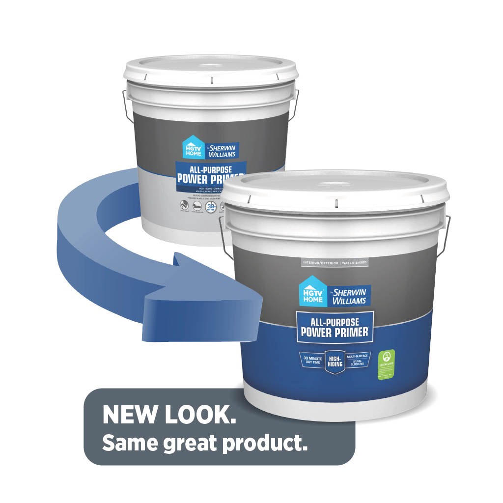 slide 3 of 6, HGTV HOME by Sherwin-Williams All-Purpose Power Interior/Exterior High hiding Water-based Wall and Ceiling Primer ( 2-gallon ), 1 ct