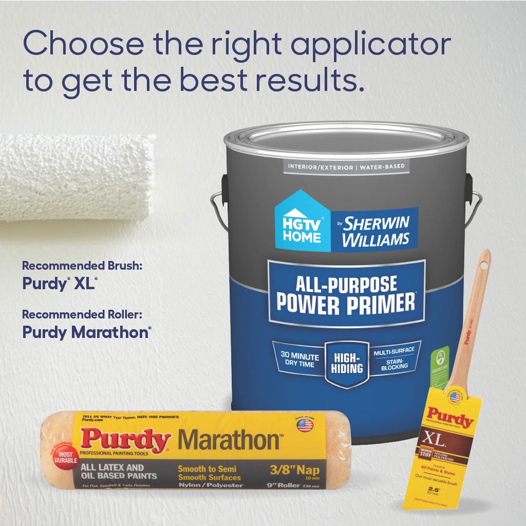 slide 6 of 6, HGTV HOME by Sherwin-Williams All-Purpose Power Interior/Exterior High hiding Water-based Wall and Ceiling Primer ( 2-gallon ), 1 ct