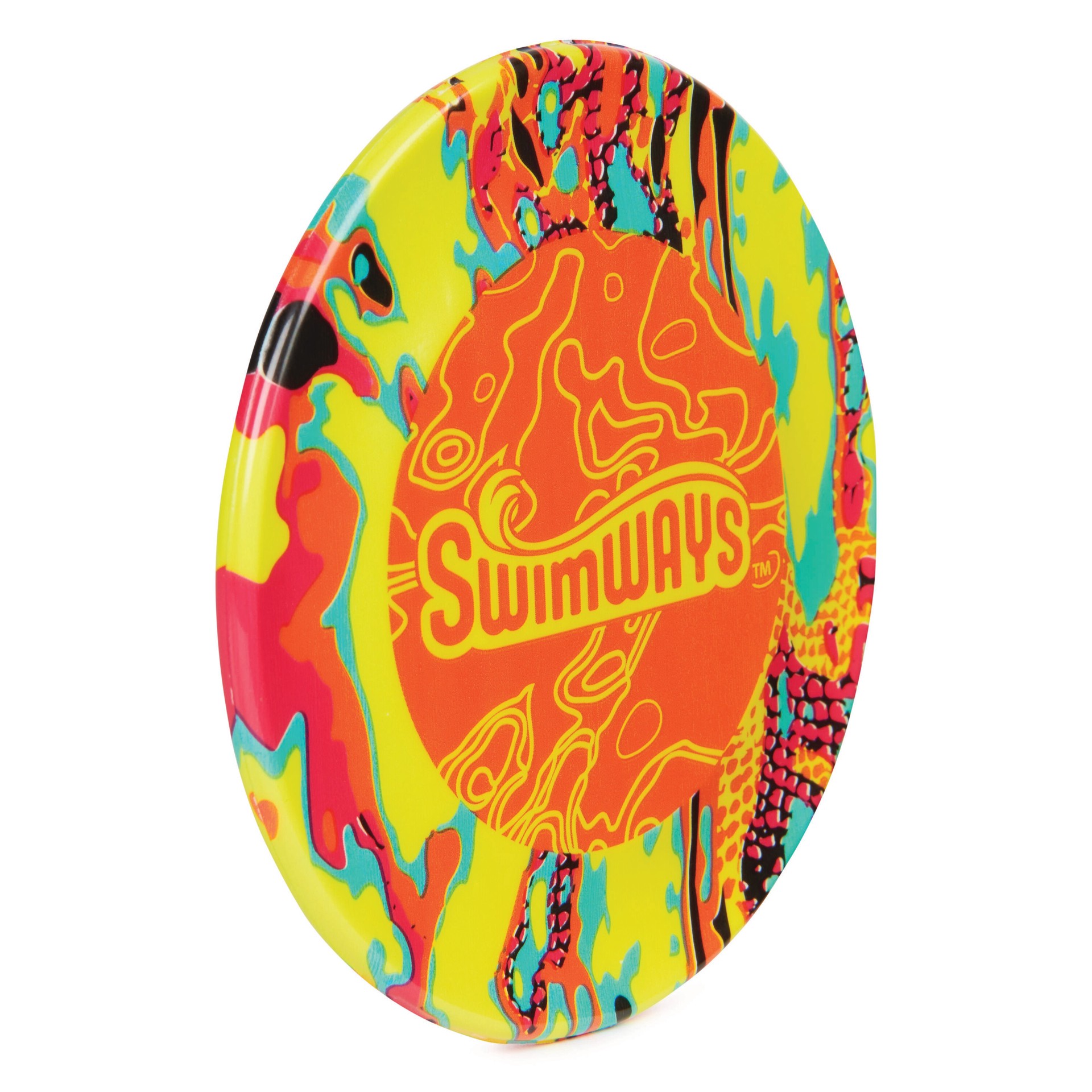 slide 2 of 3, SwimWays Waterproof Skip Disc Orange/Yellow Swimming pool throwing discs, 1 ct
