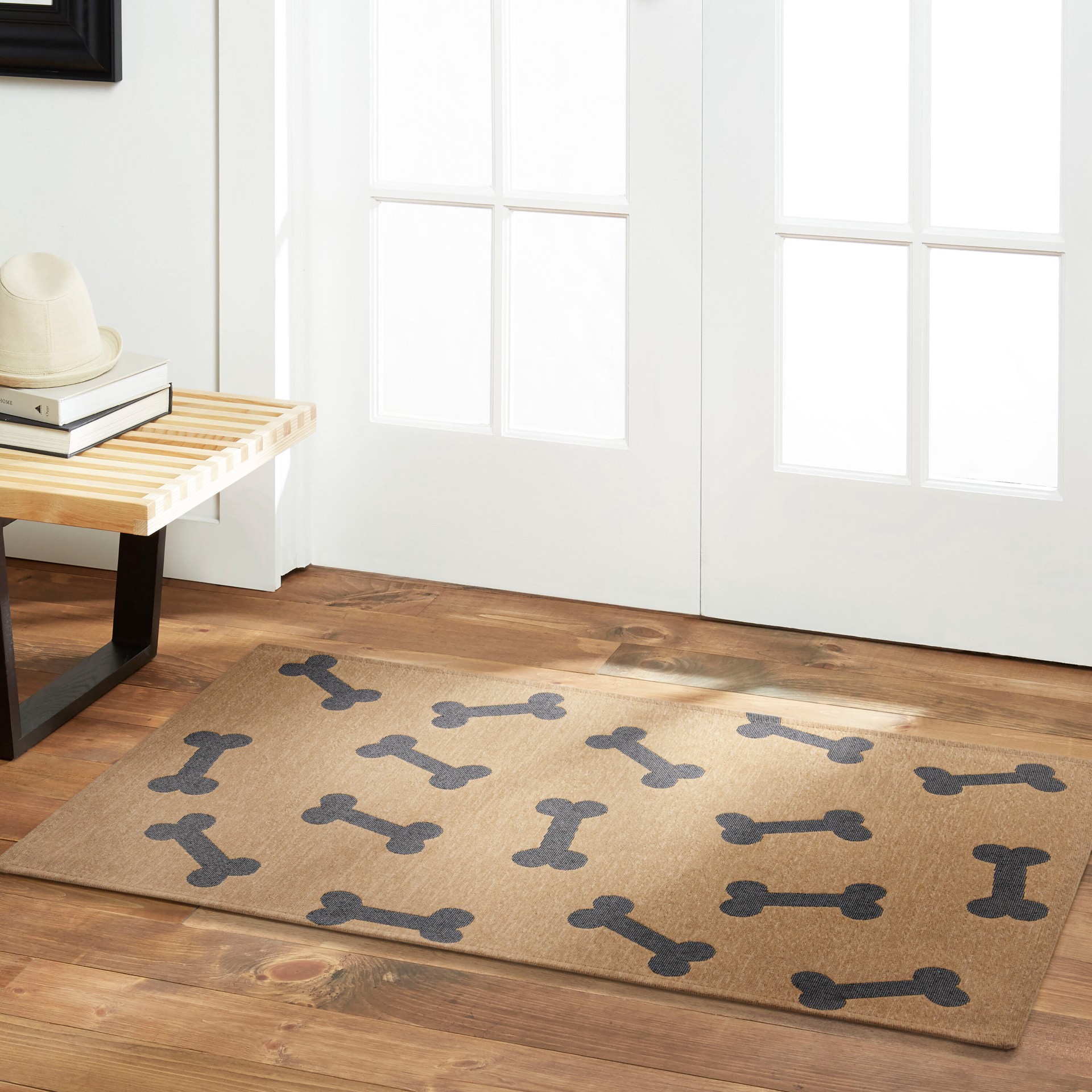 slide 5 of 5, Style Selections 23-in x 35-in Multi Polyester Non-Slip Grip Indoor Decorative Animals Utility Mat, 1 ct