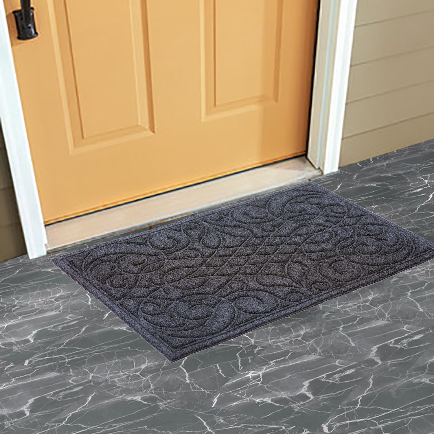 slide 1 of 6, allen + roth 24-in x 39-in Grey Non-Slip Grip Indoor or outdoor Door Mat, 1 ct