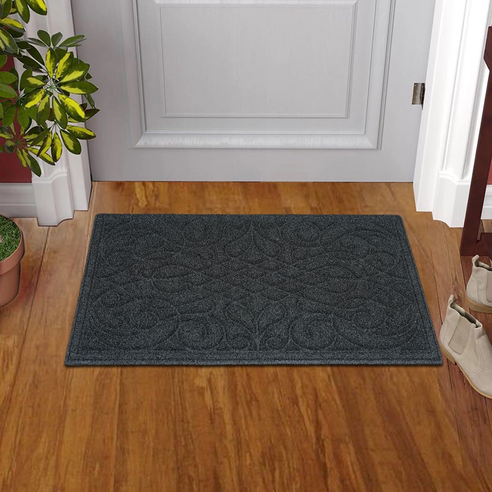 slide 5 of 6, allen + roth 24-in x 39-in Grey Non-Slip Grip Indoor or outdoor Door Mat, 1 ct